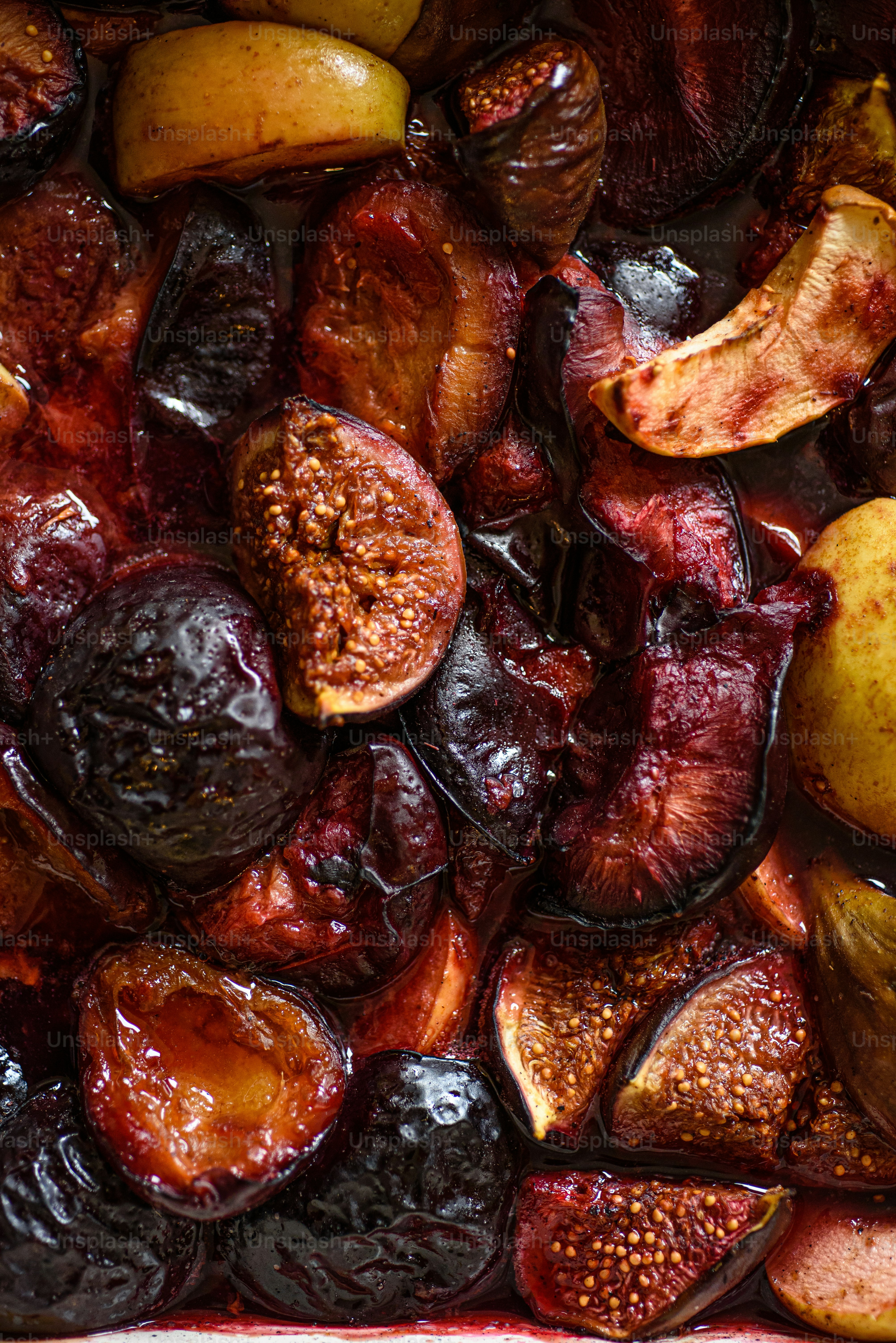 A close up of some fruit in a pan