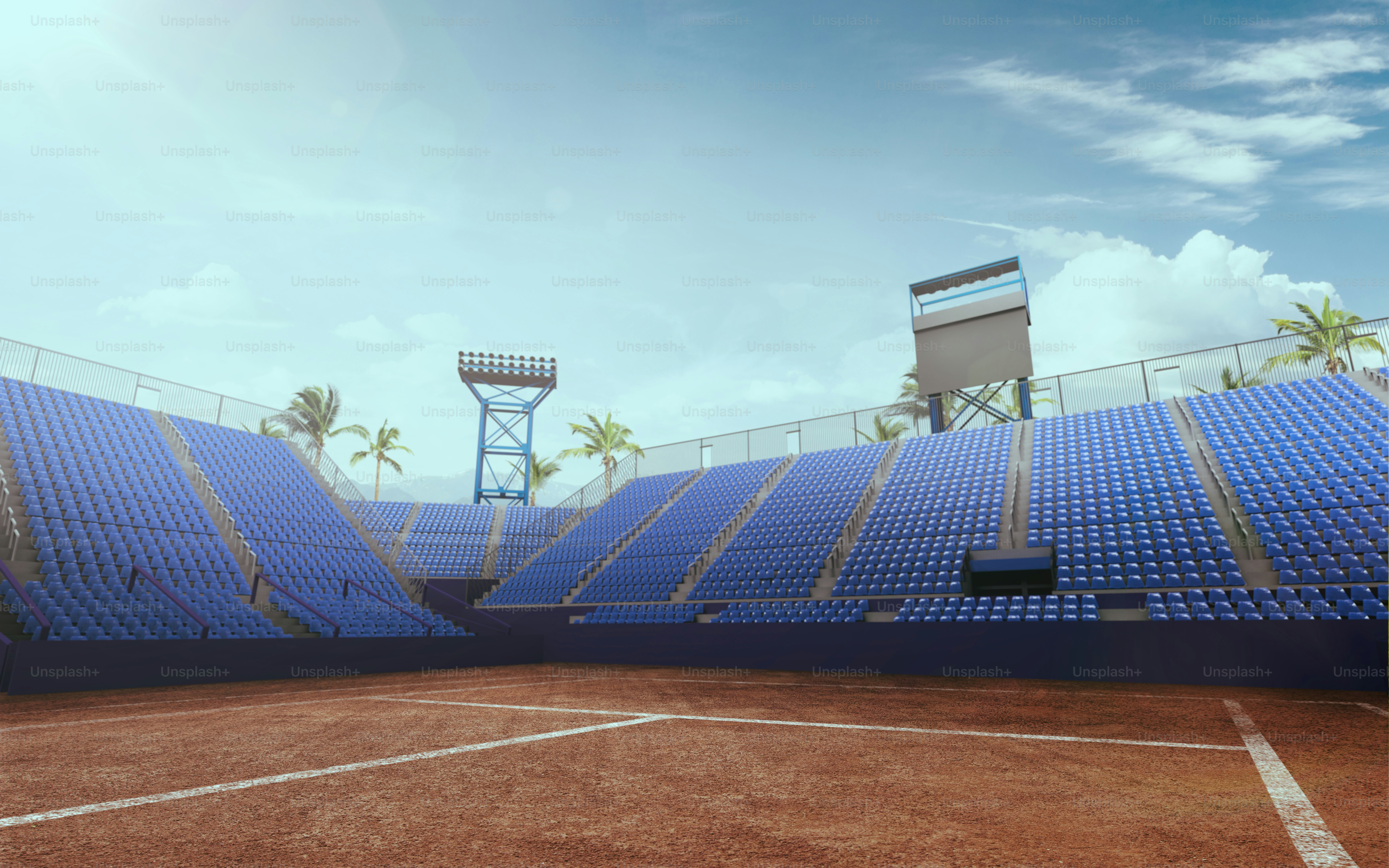 Professional tennis court. Illustration.