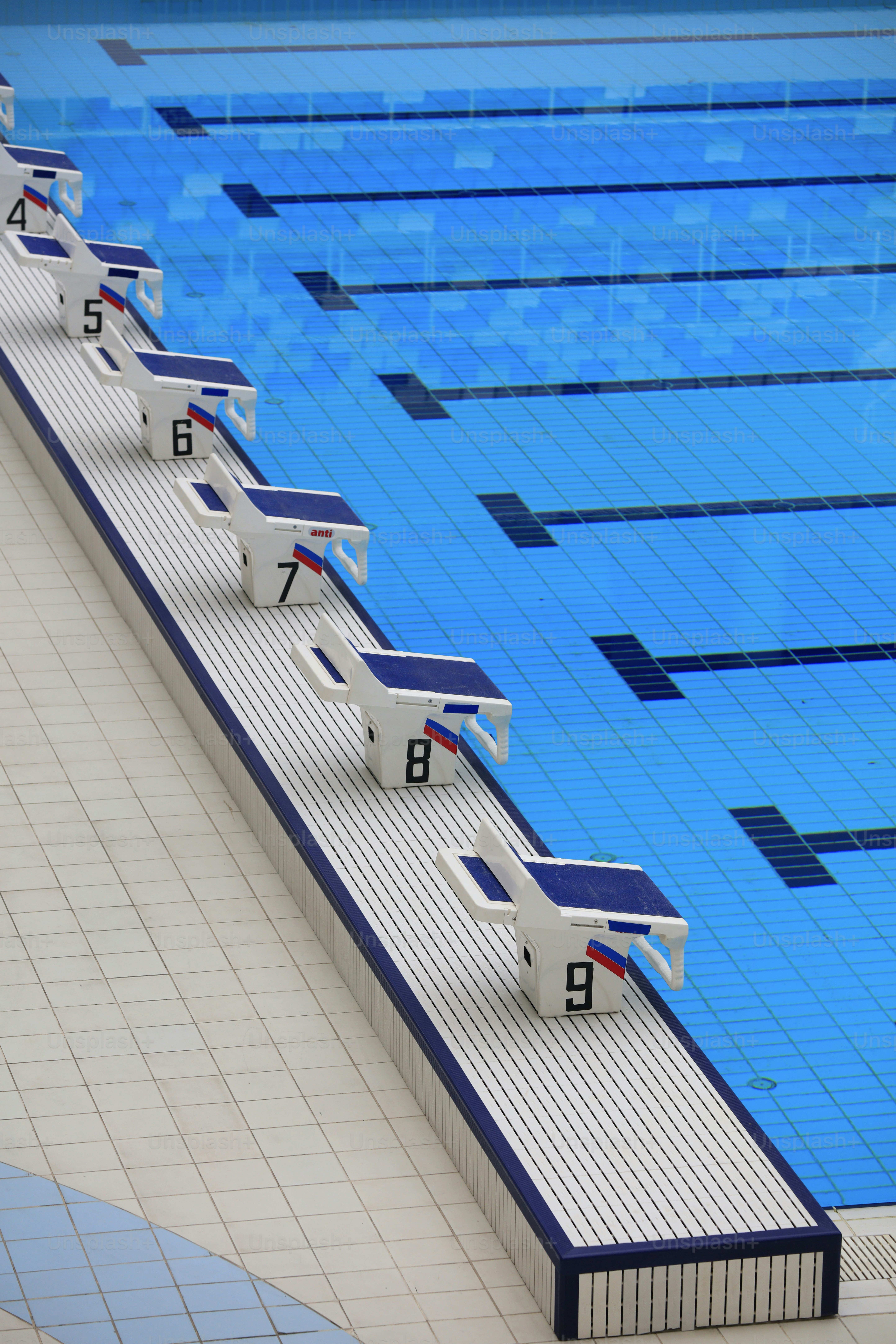 Beijing, China - June 3, 2018: Water cube swimming pool track of National Natatorium,Beijing,China