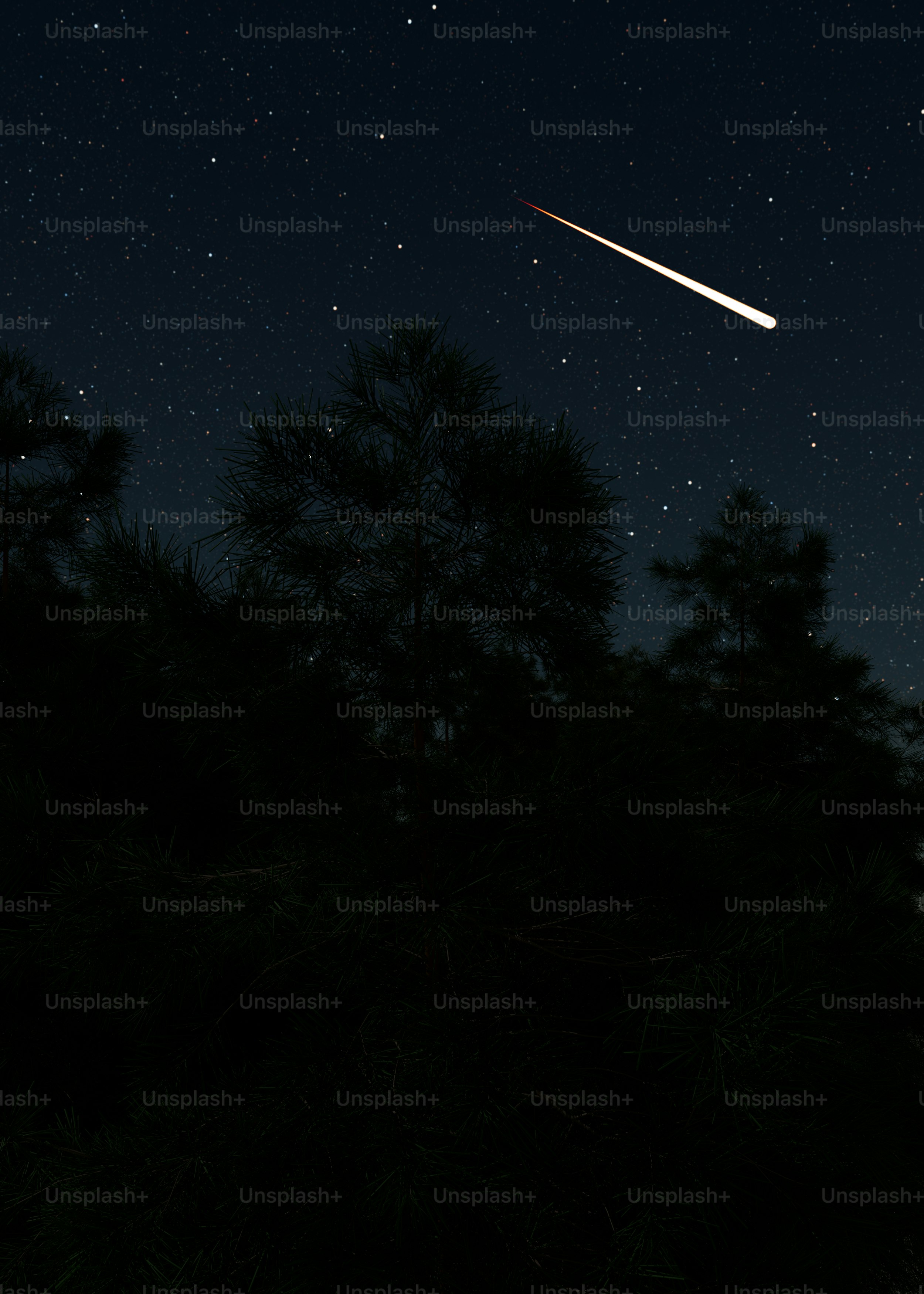 A shooting star is seen in the night sky photo – Wallpaper Image on ...