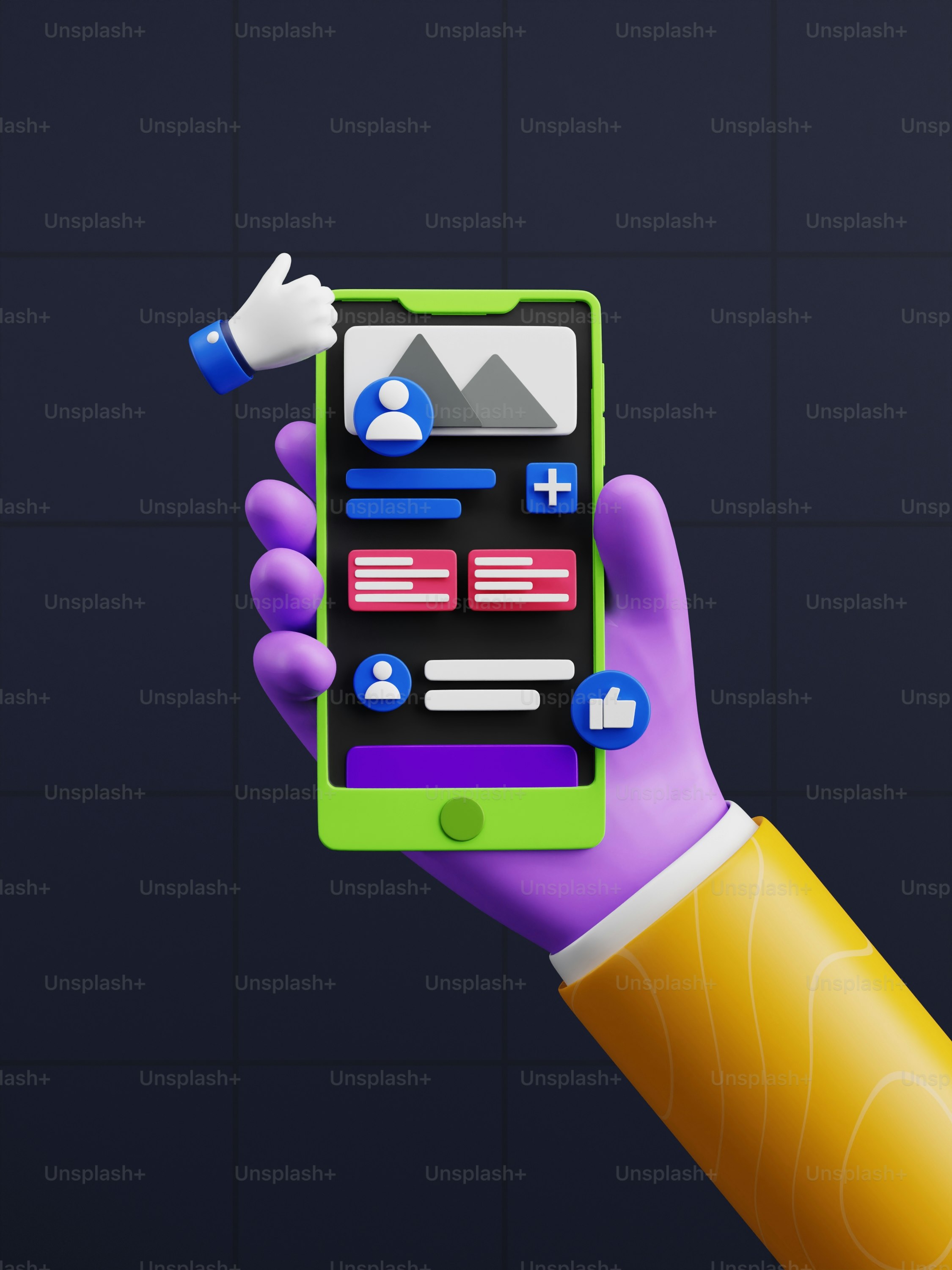 A hand holding a smart phone with a thumb on it