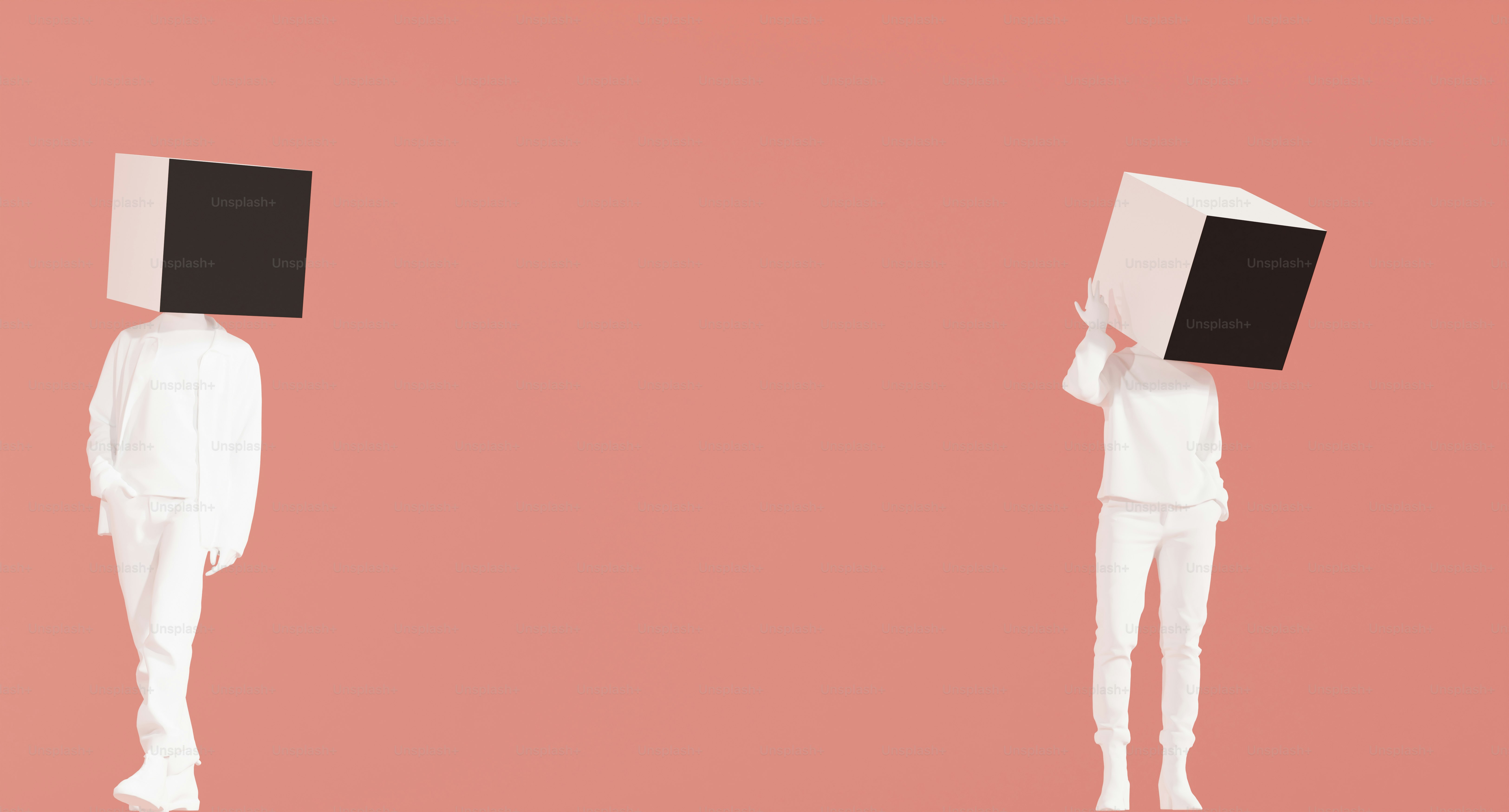 A group of people with boxes on their heads