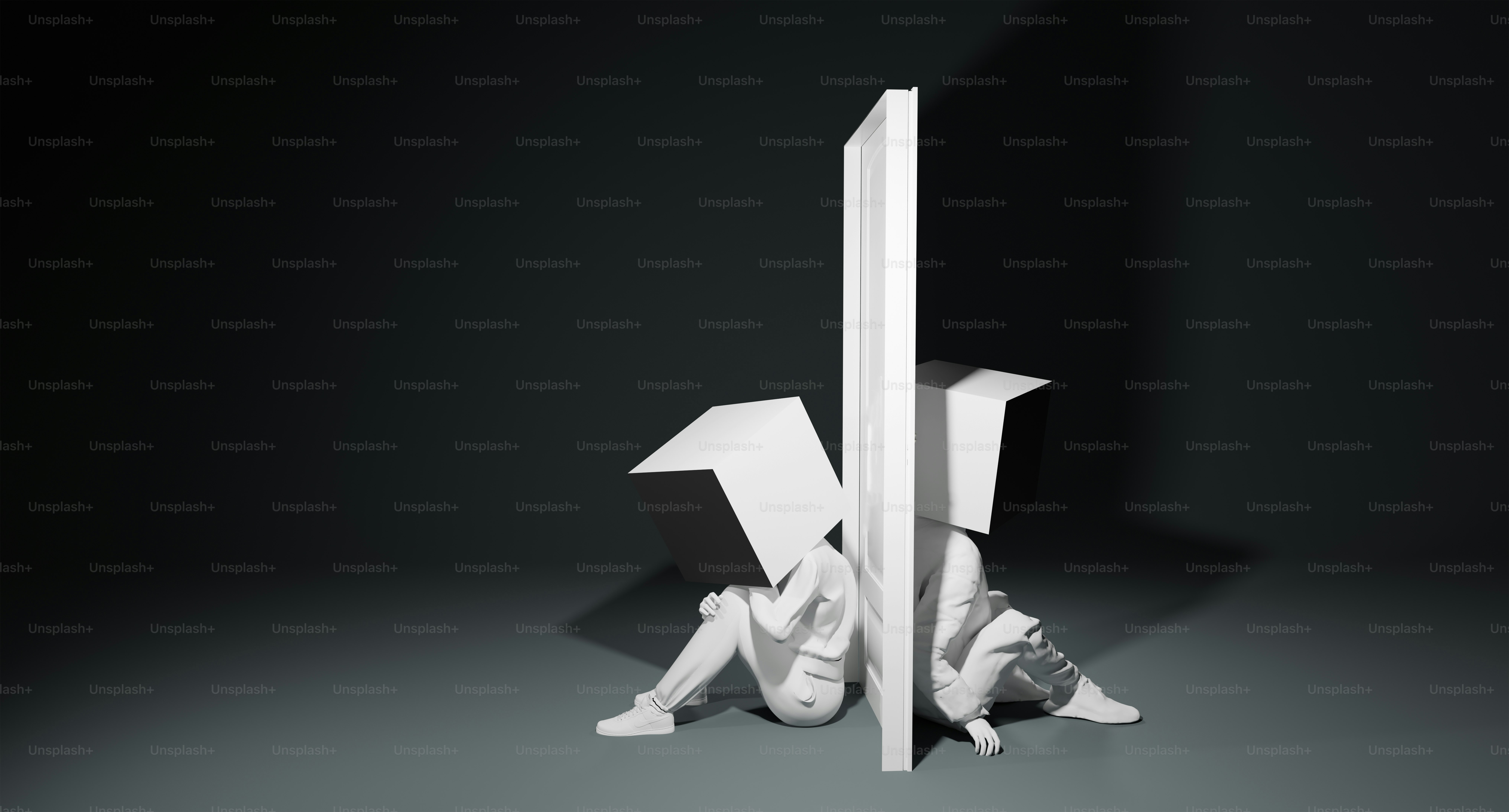 A black and white photo of a person sitting on the ground