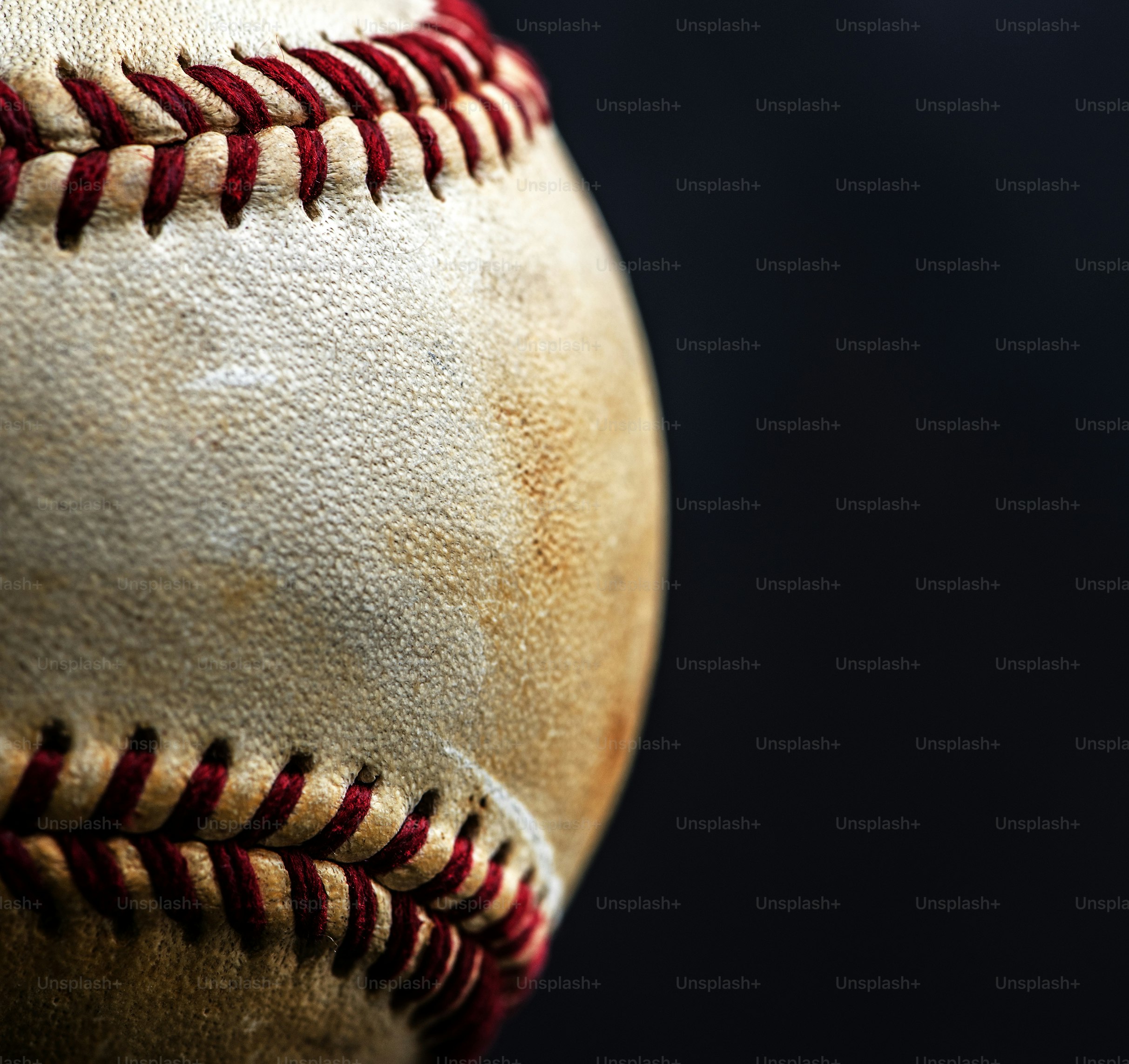 Closeup of brown baseball ball sport equipment