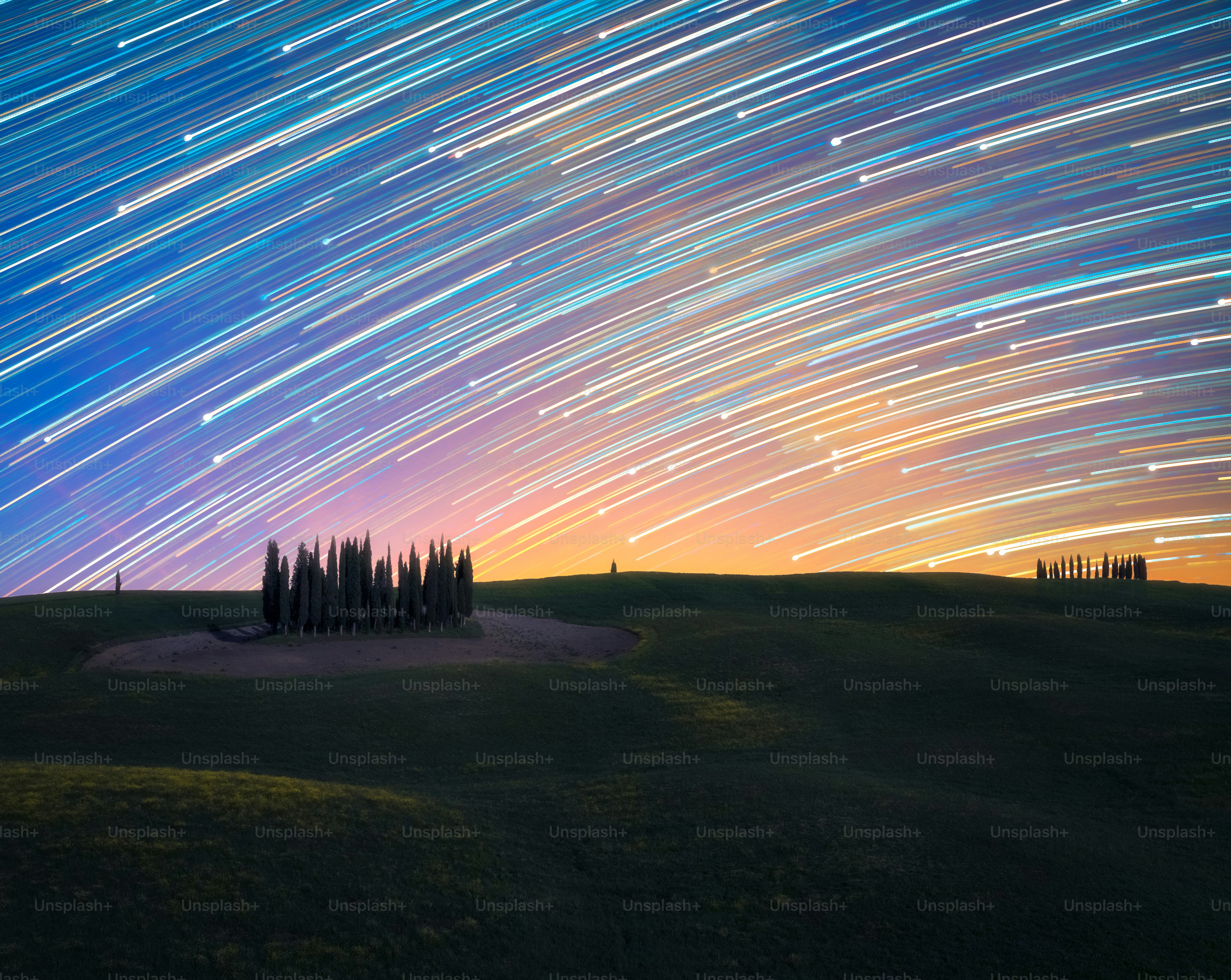 The night sky is filled with many stars