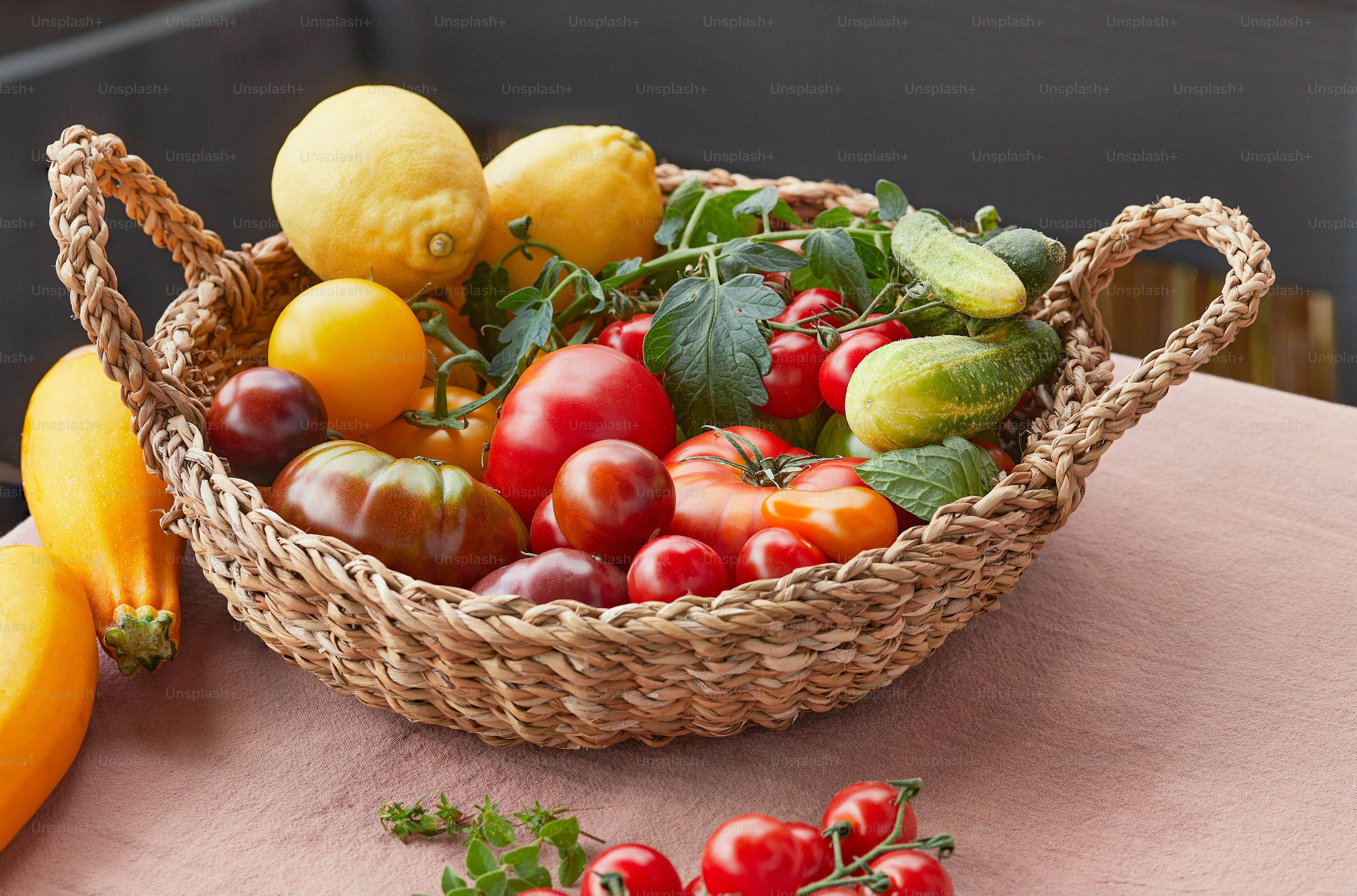 A basket filled with lots of different types of fruit