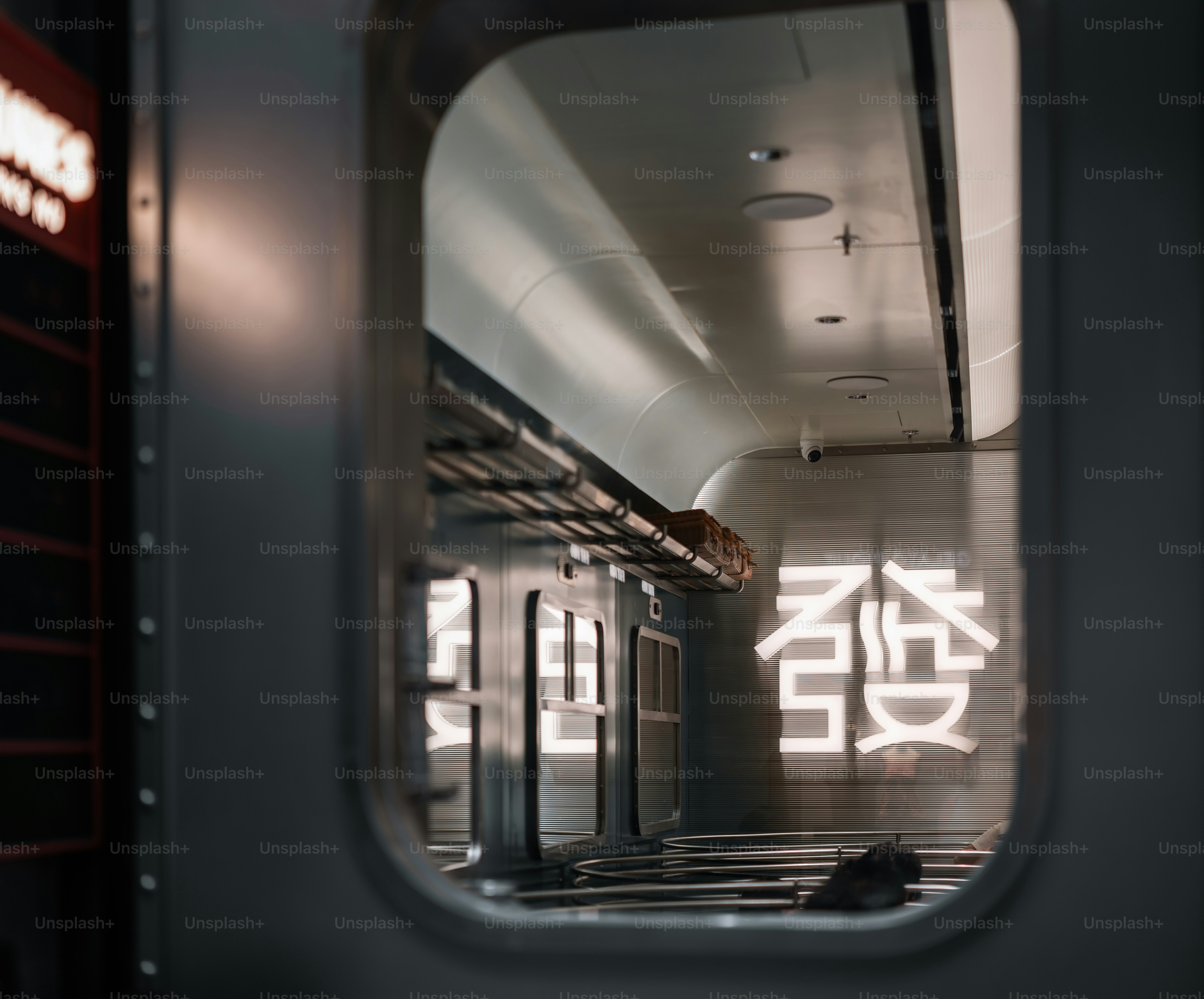 A view of the inside of a subway car