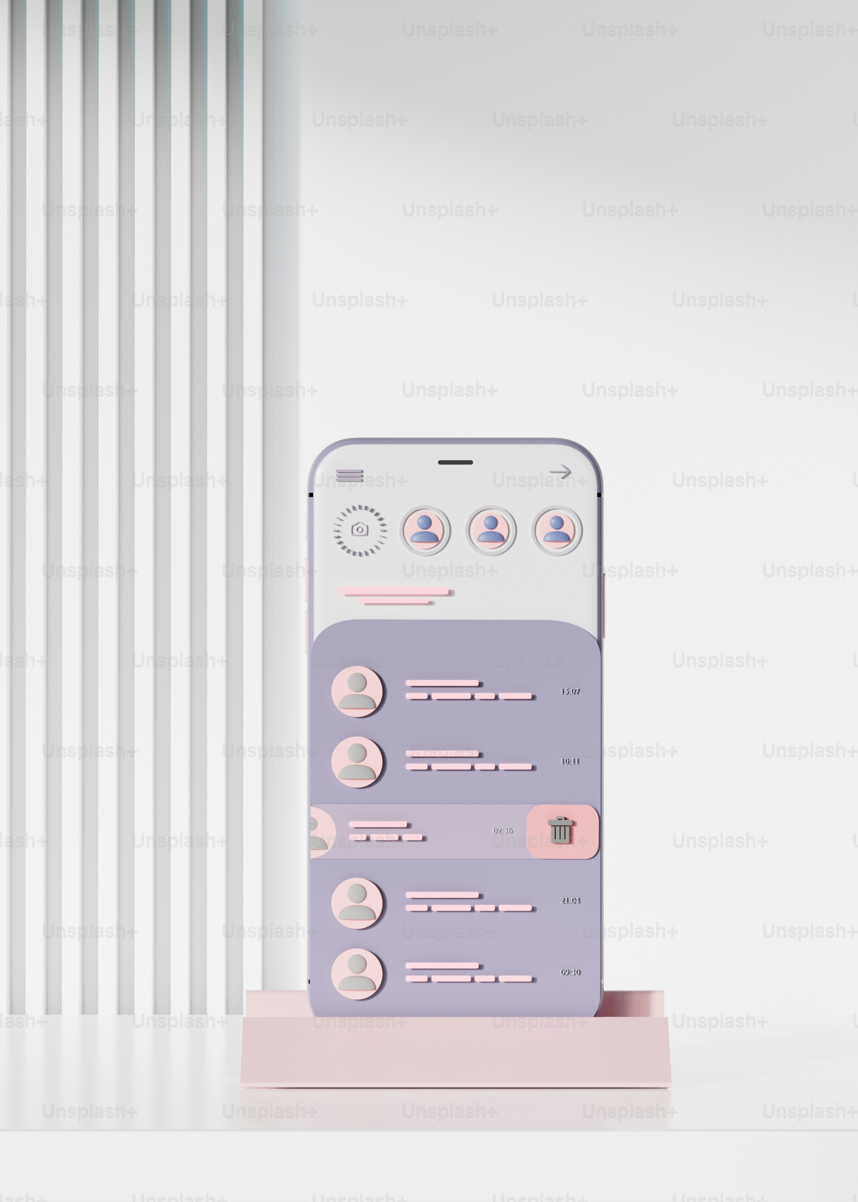 Un teléfono celular encima de un soporte de madera