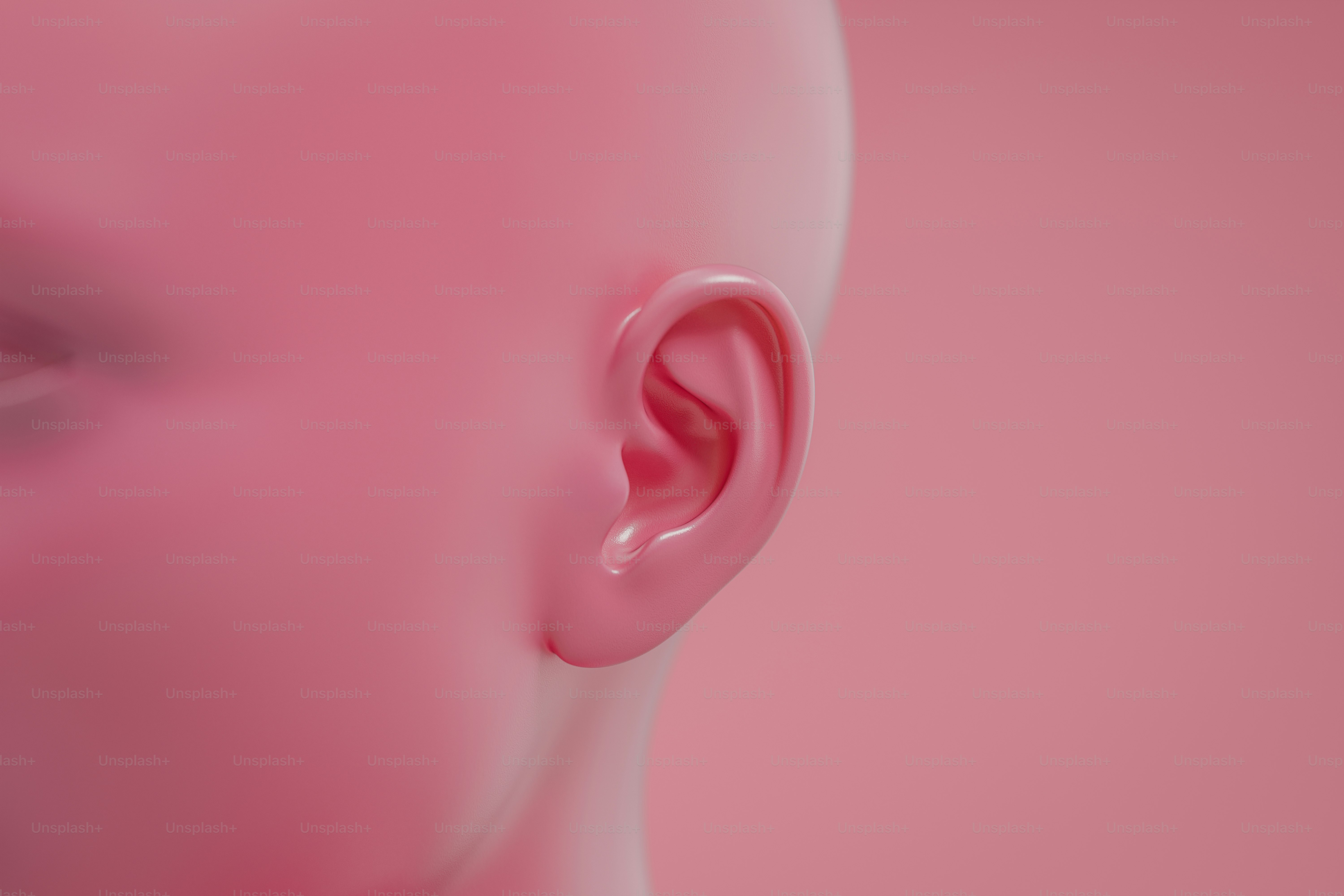 Detailed close-up of a human ear. 3D render.