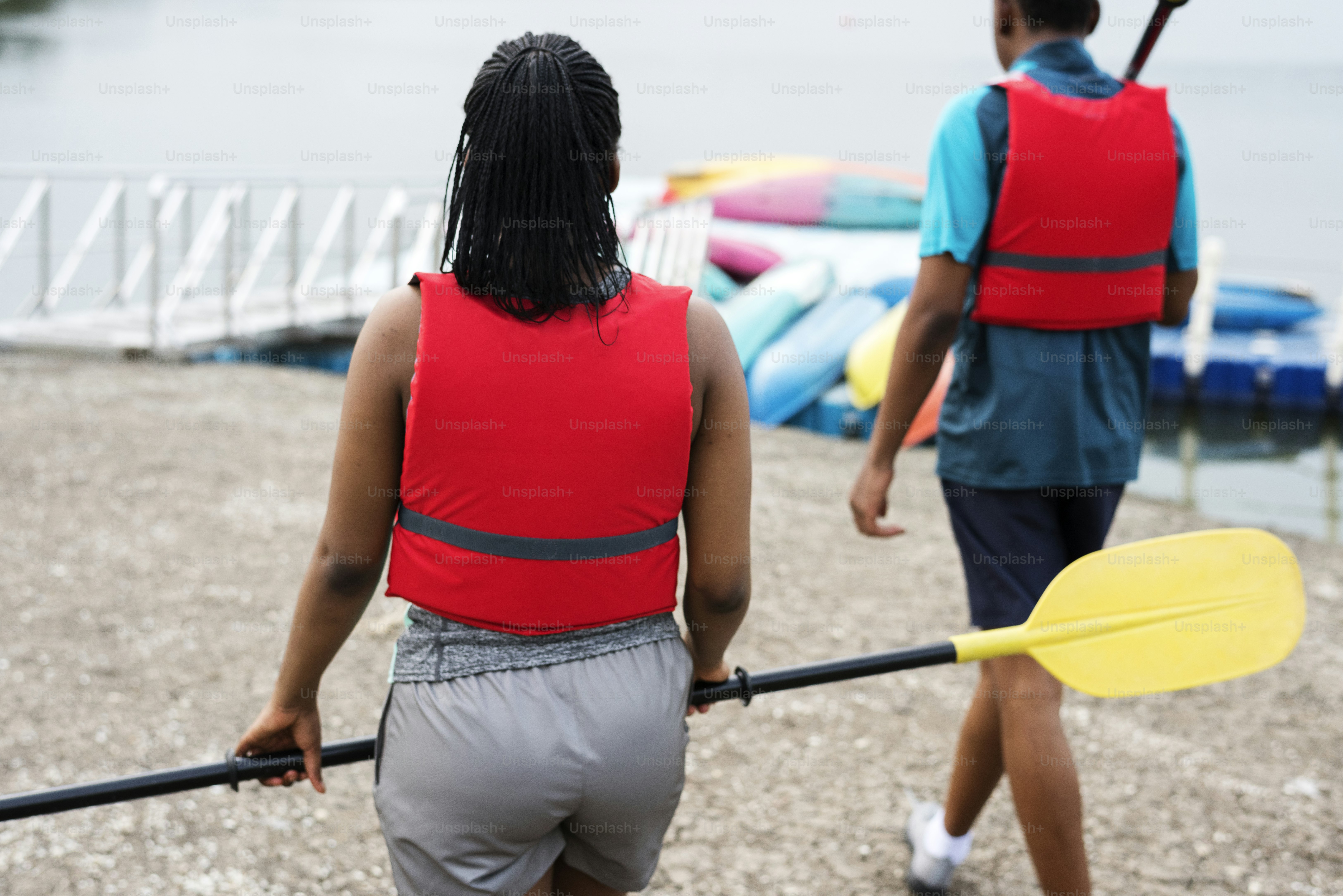 Couple about to start canoeing