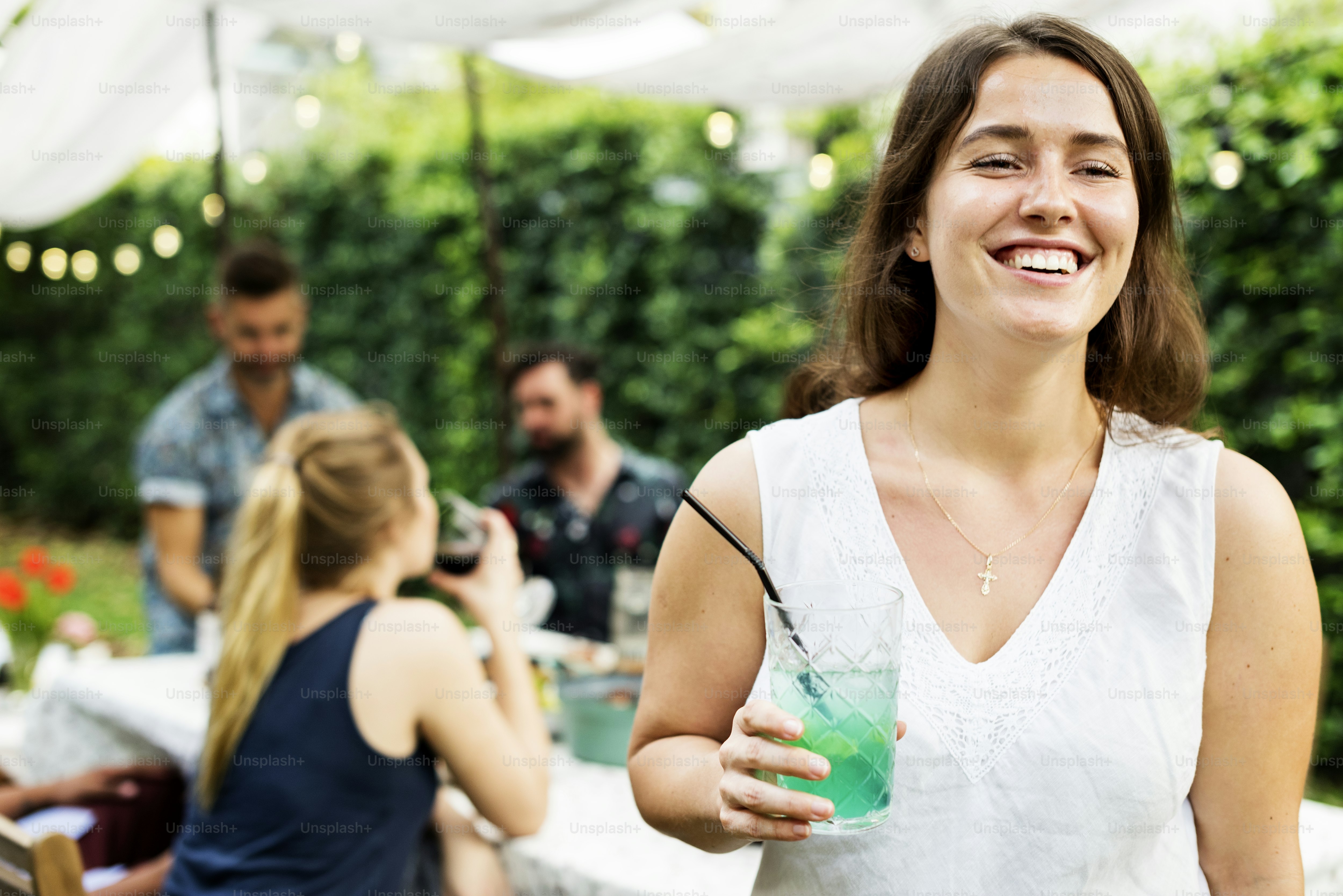Group of diverse friends enjoying summer party together