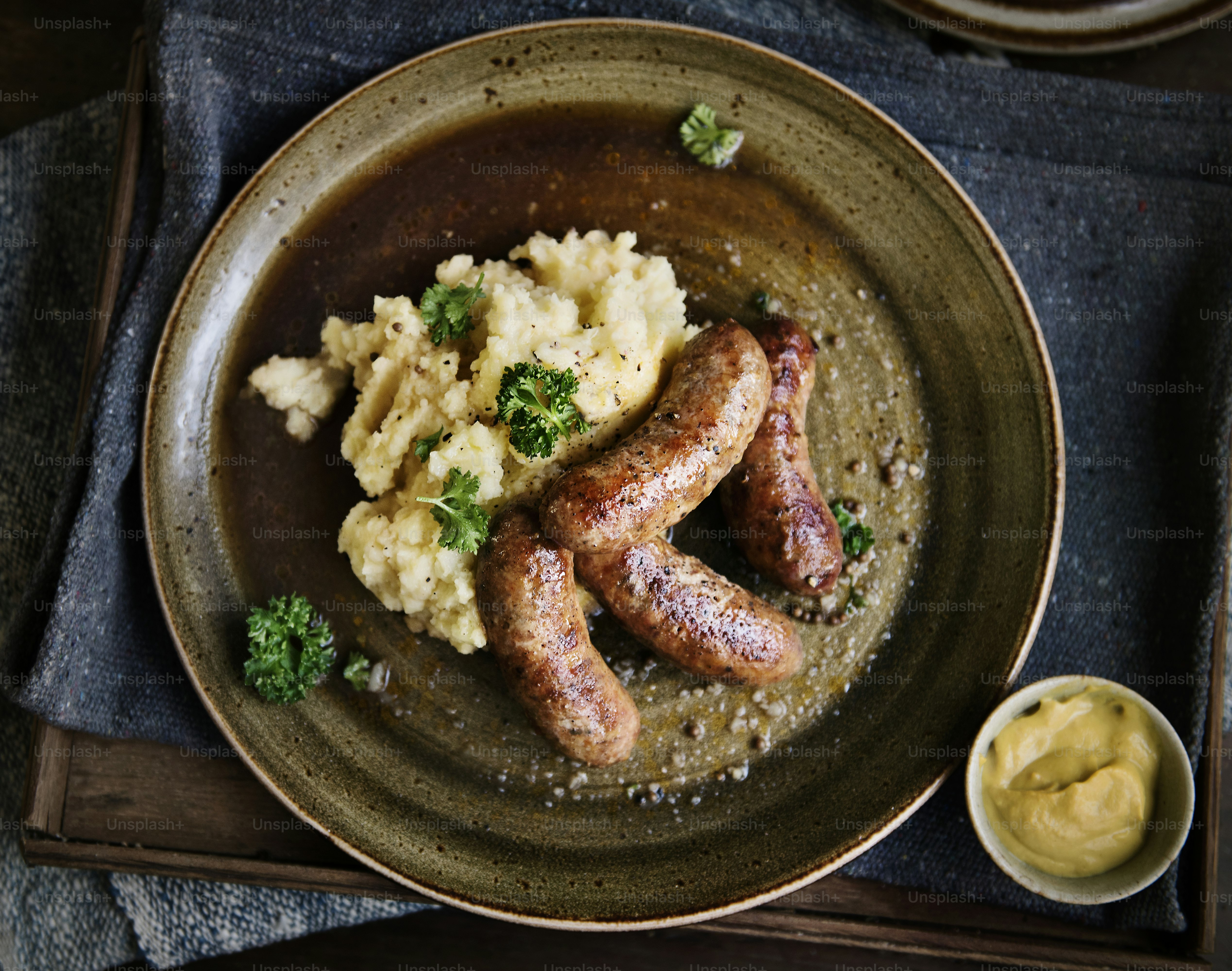 Bangers und Mash Food Photography Rezeptidee