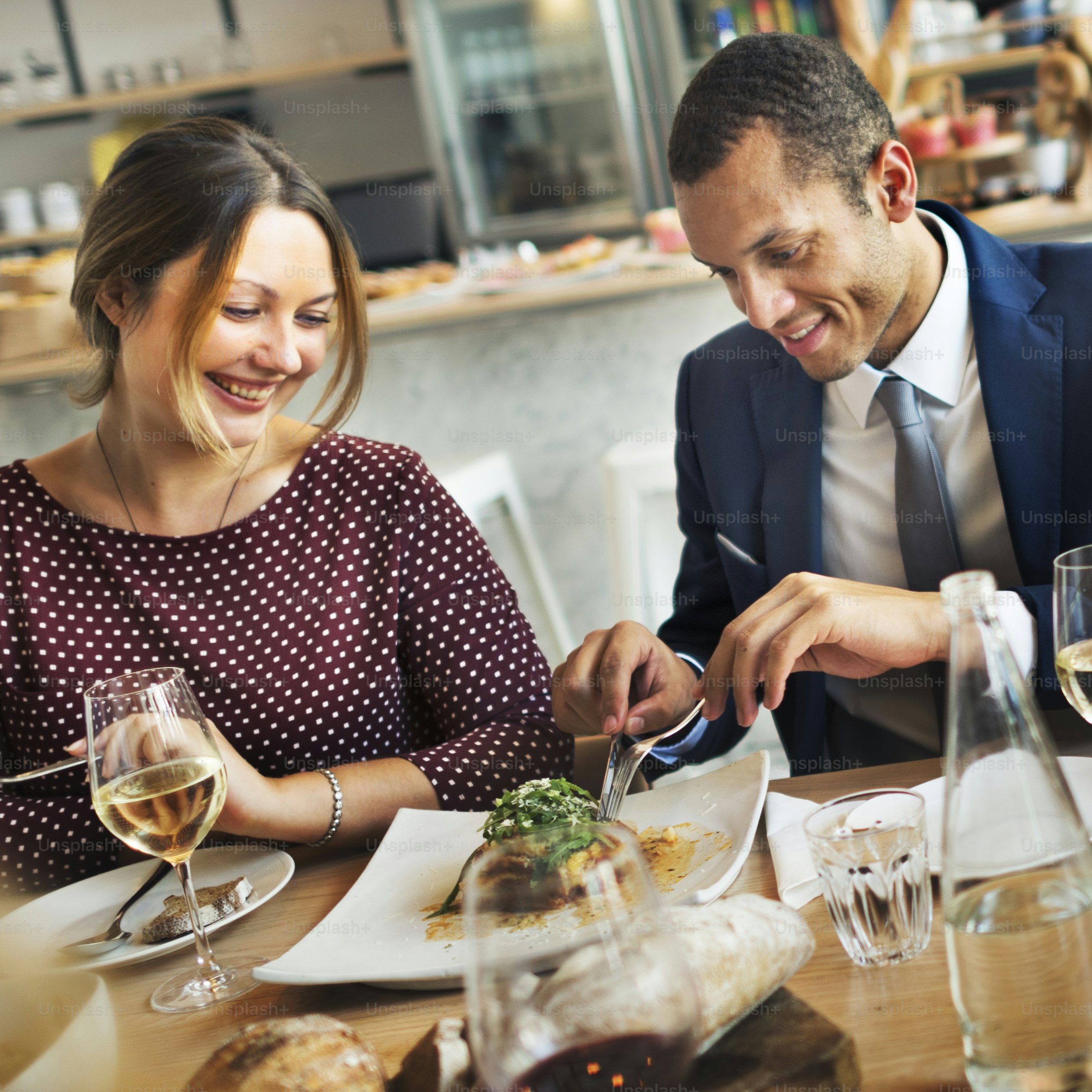 Couple having meal in the restaurant