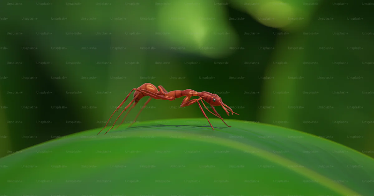 Un pequeño insecto rojo sentado encima de una hoja verde foto – Imagen ...