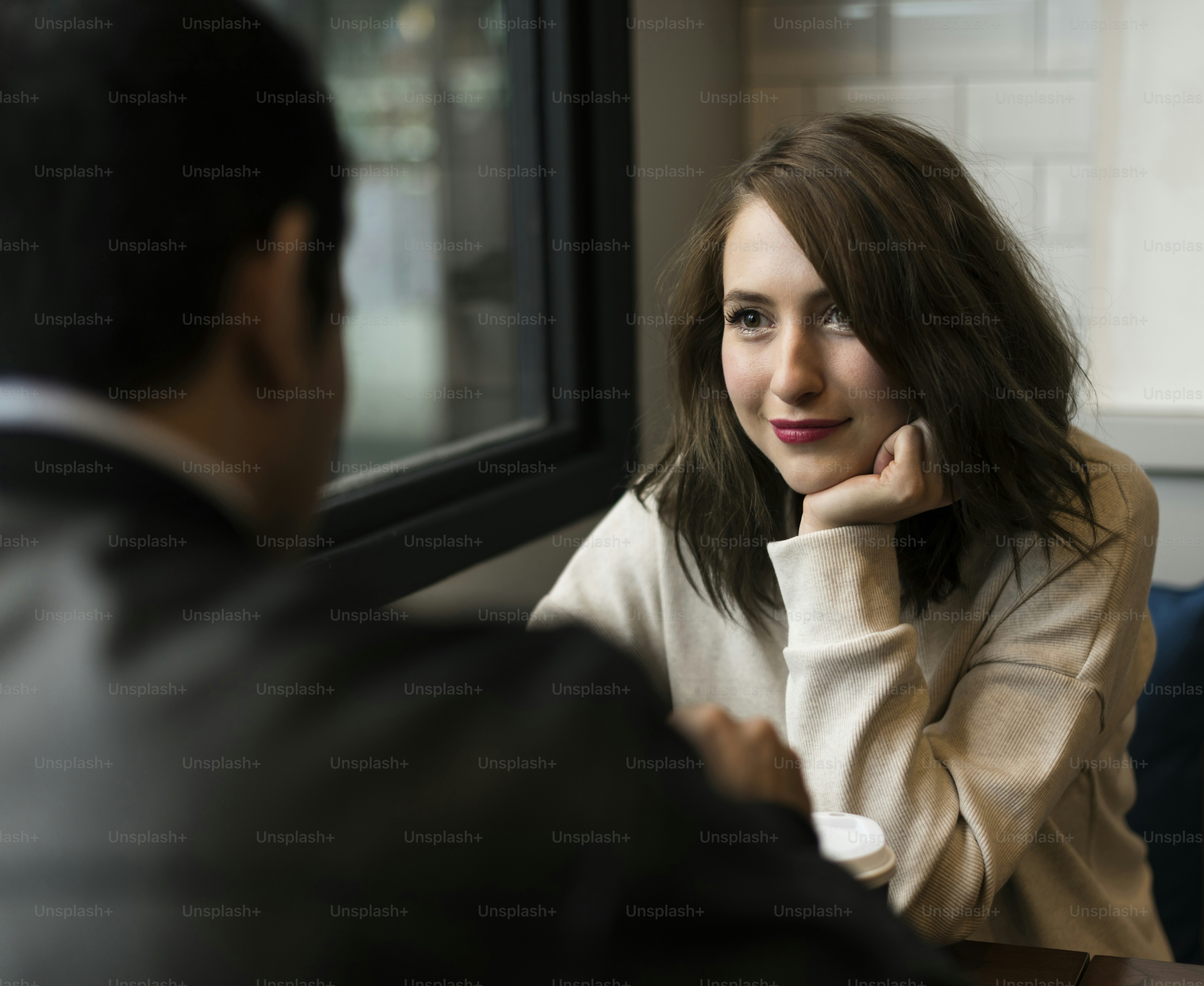 Couple Drinking Coffee Shop Relax