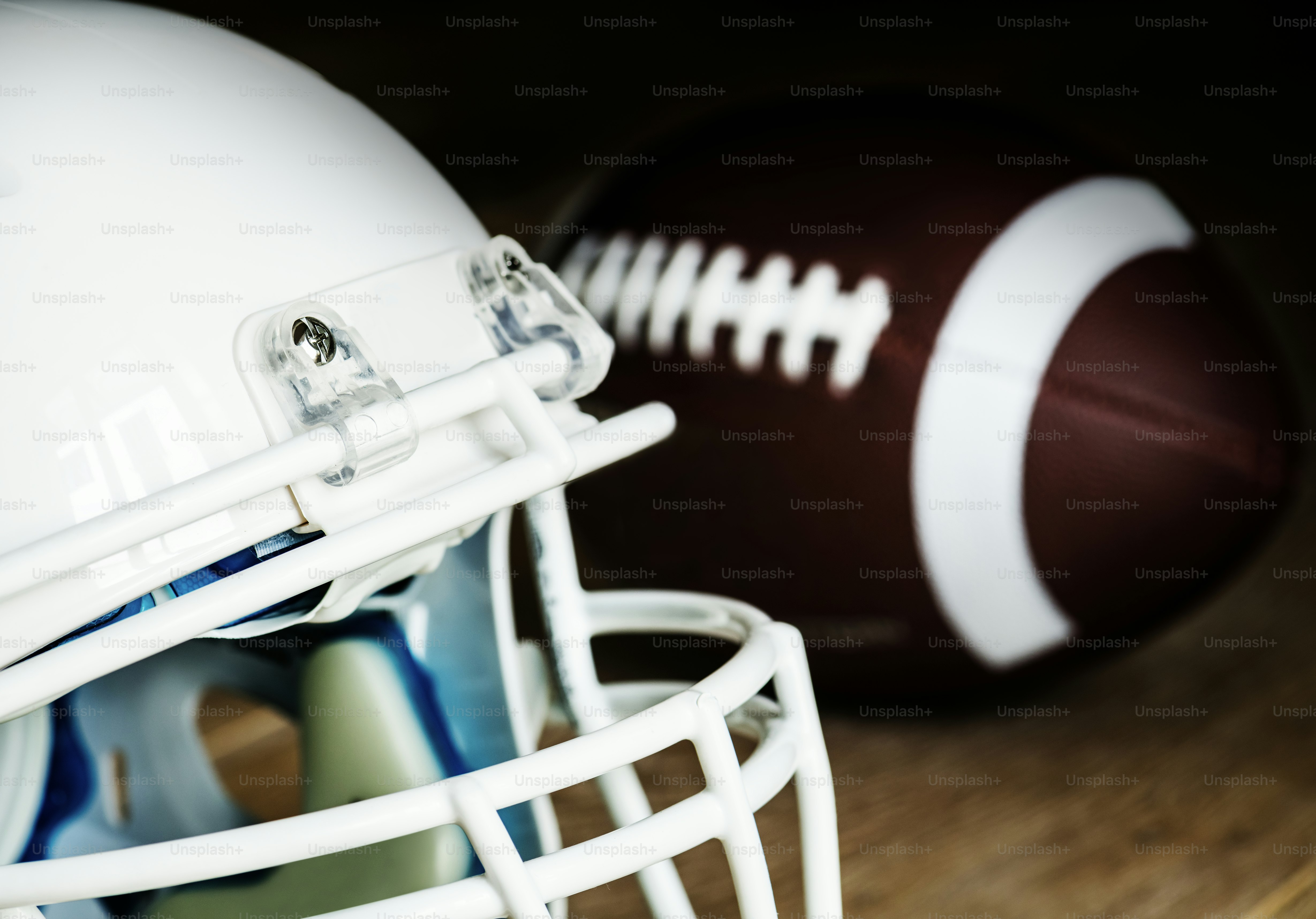 Closeup of American football helmet