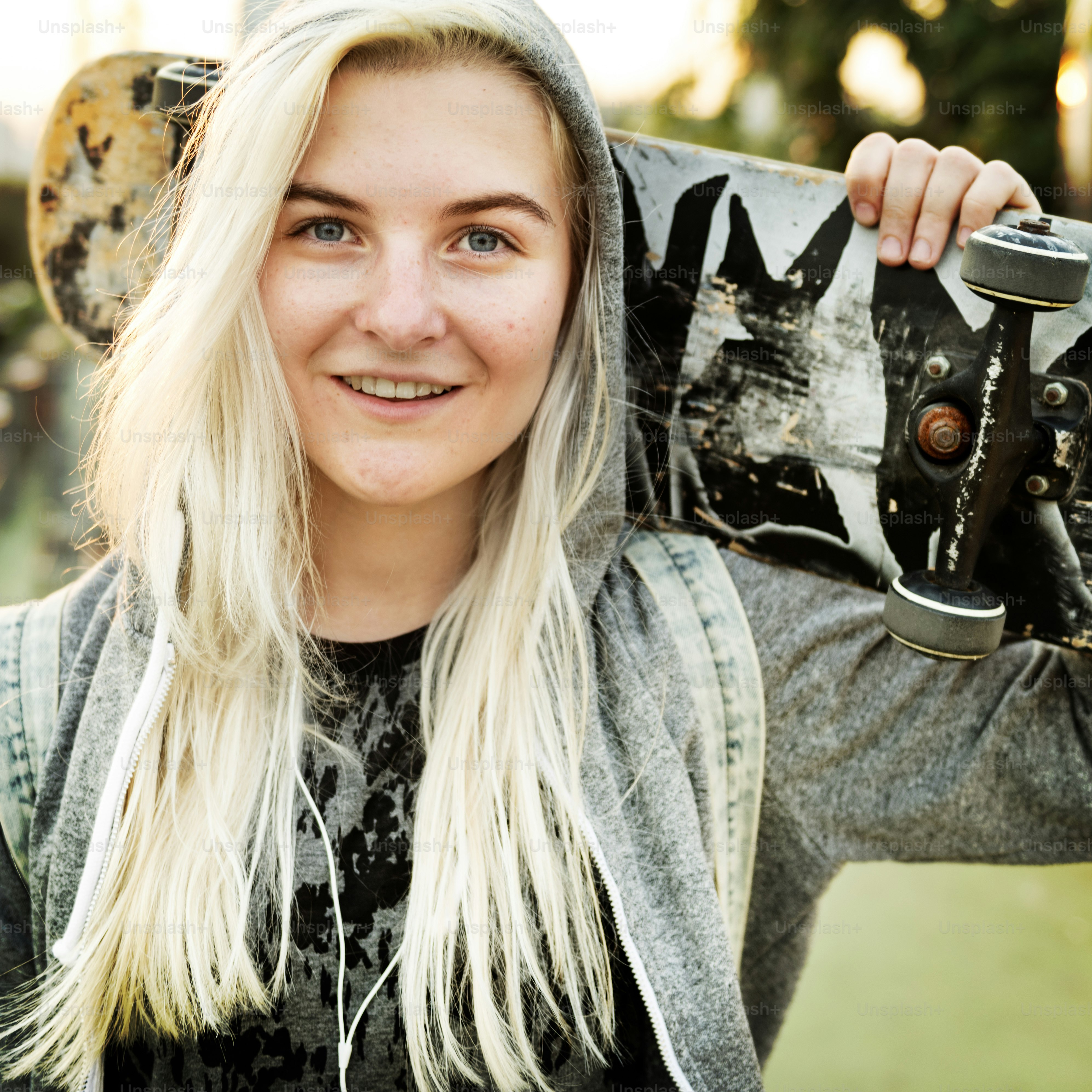 Young Woman Skater Walking Active Concept