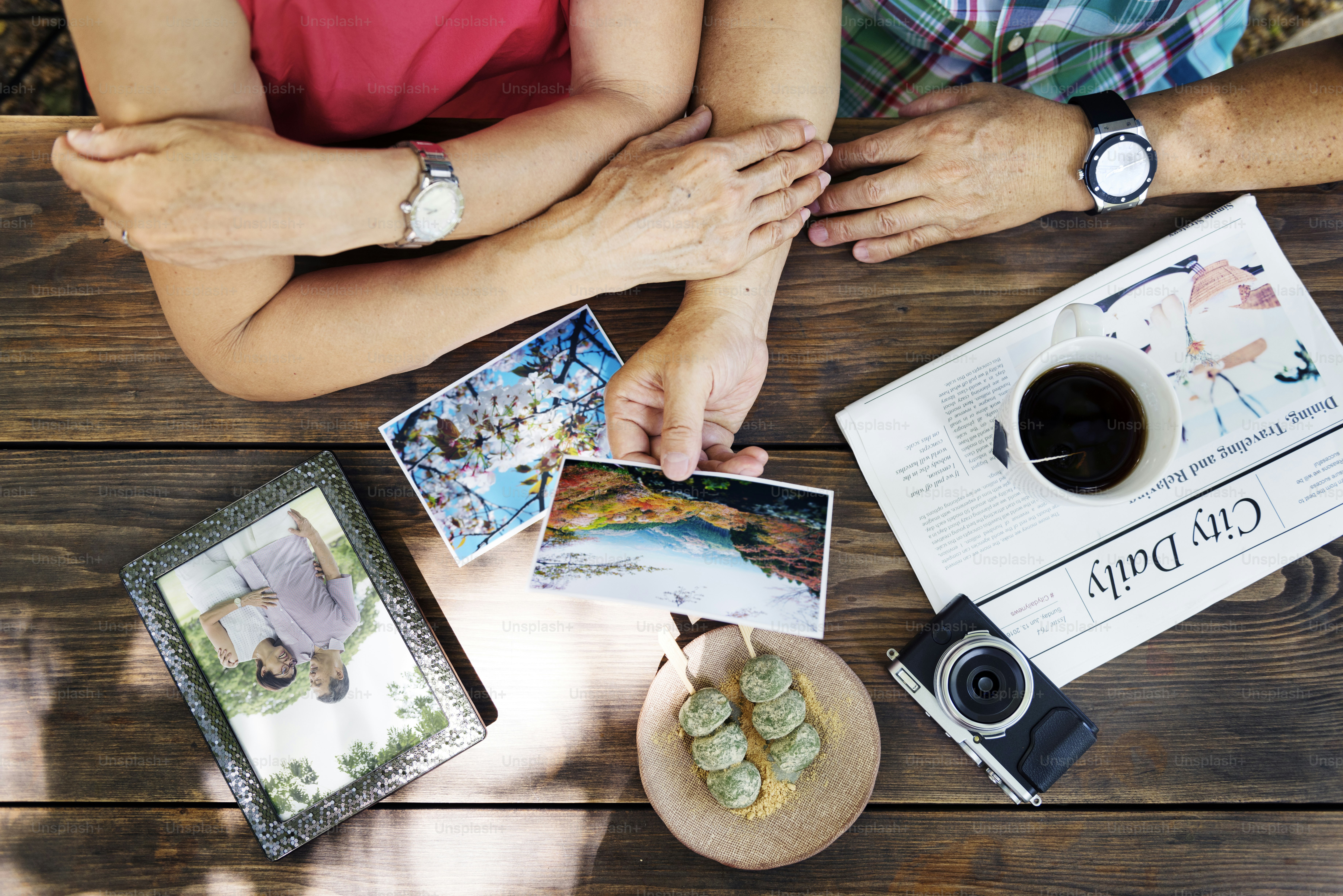 Senior Adult Reminding Memory Photos Couple Concept