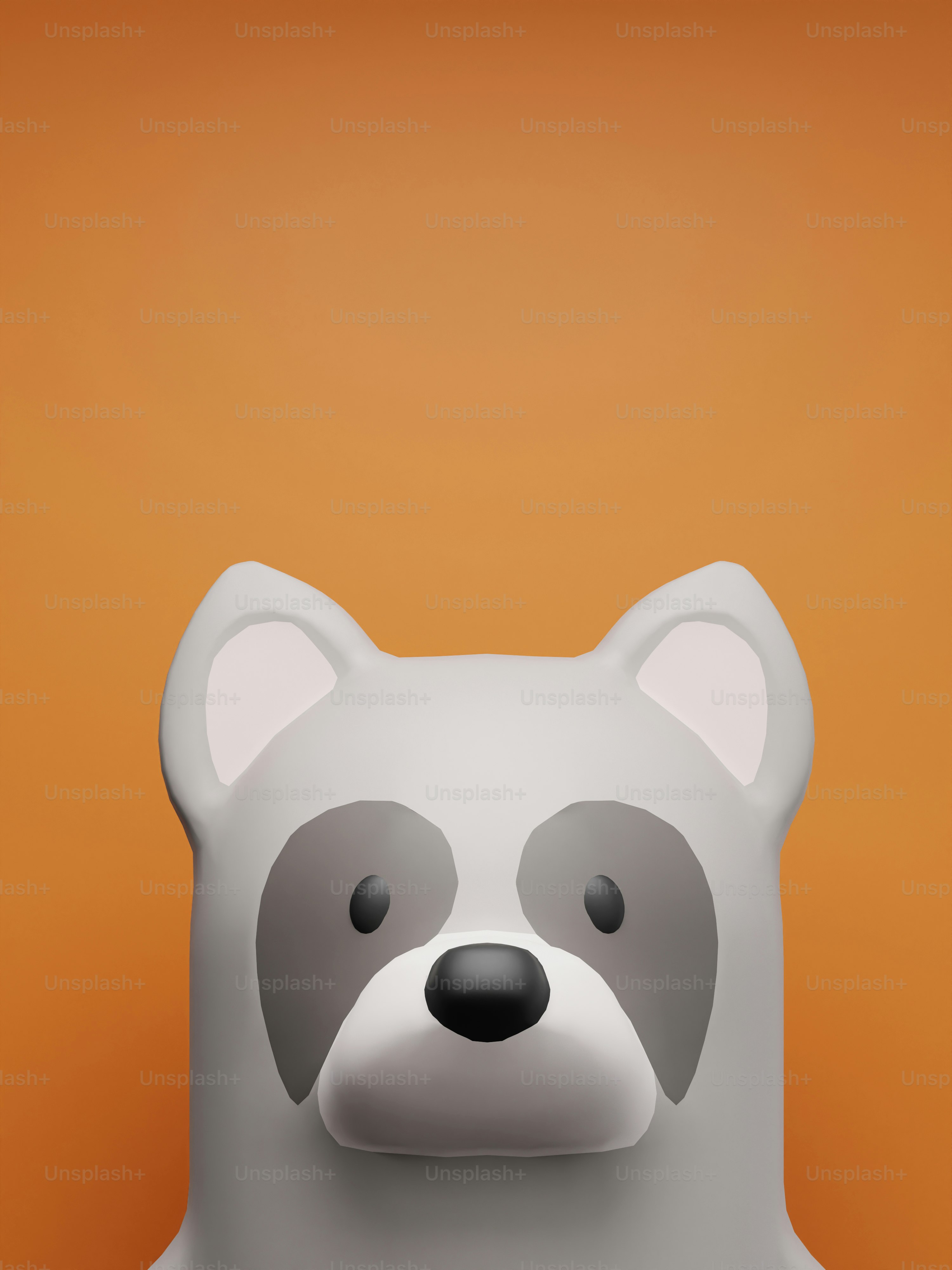 Un ours blanc avec un nez noir sur fond orange