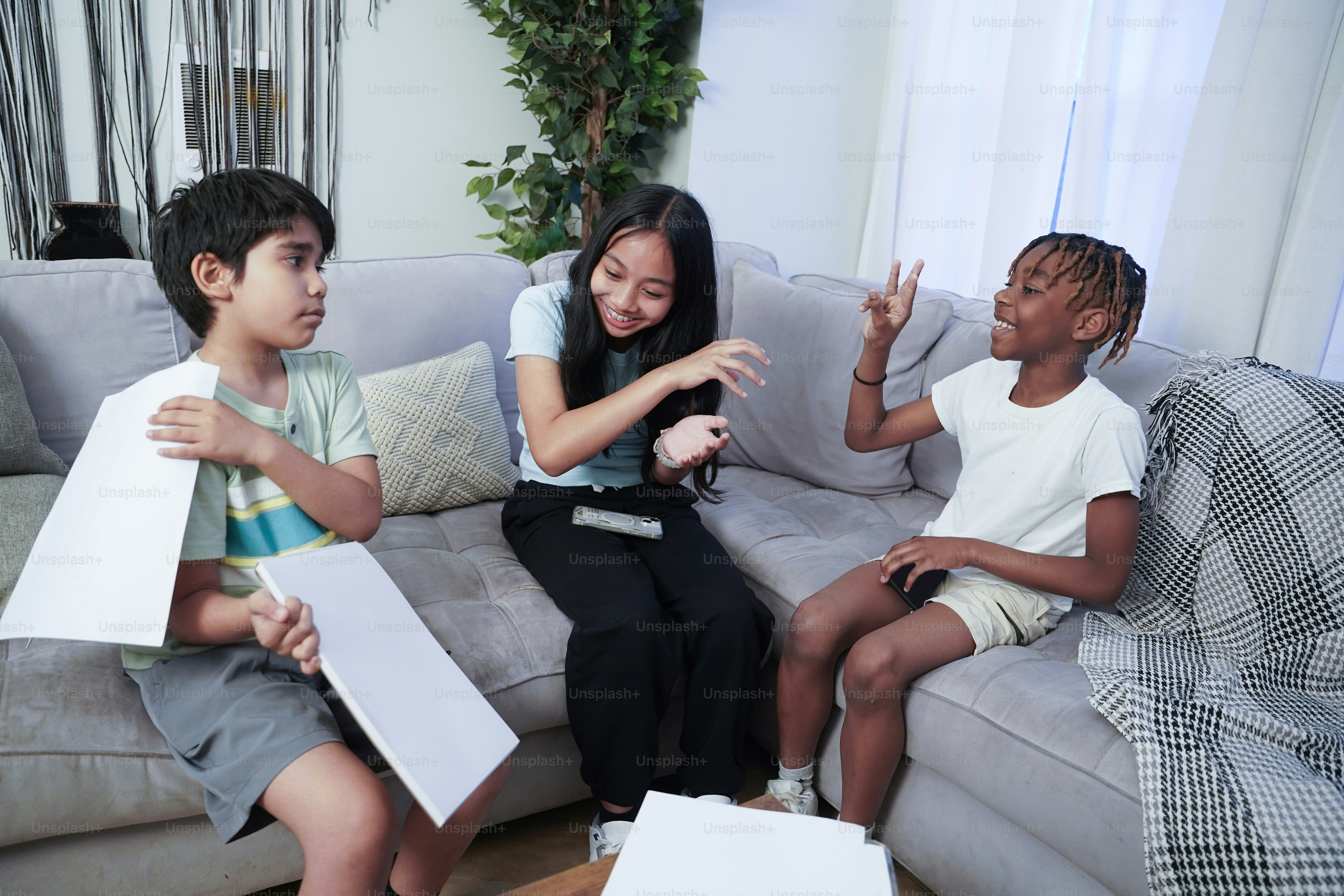 A group of people sitting on a couch