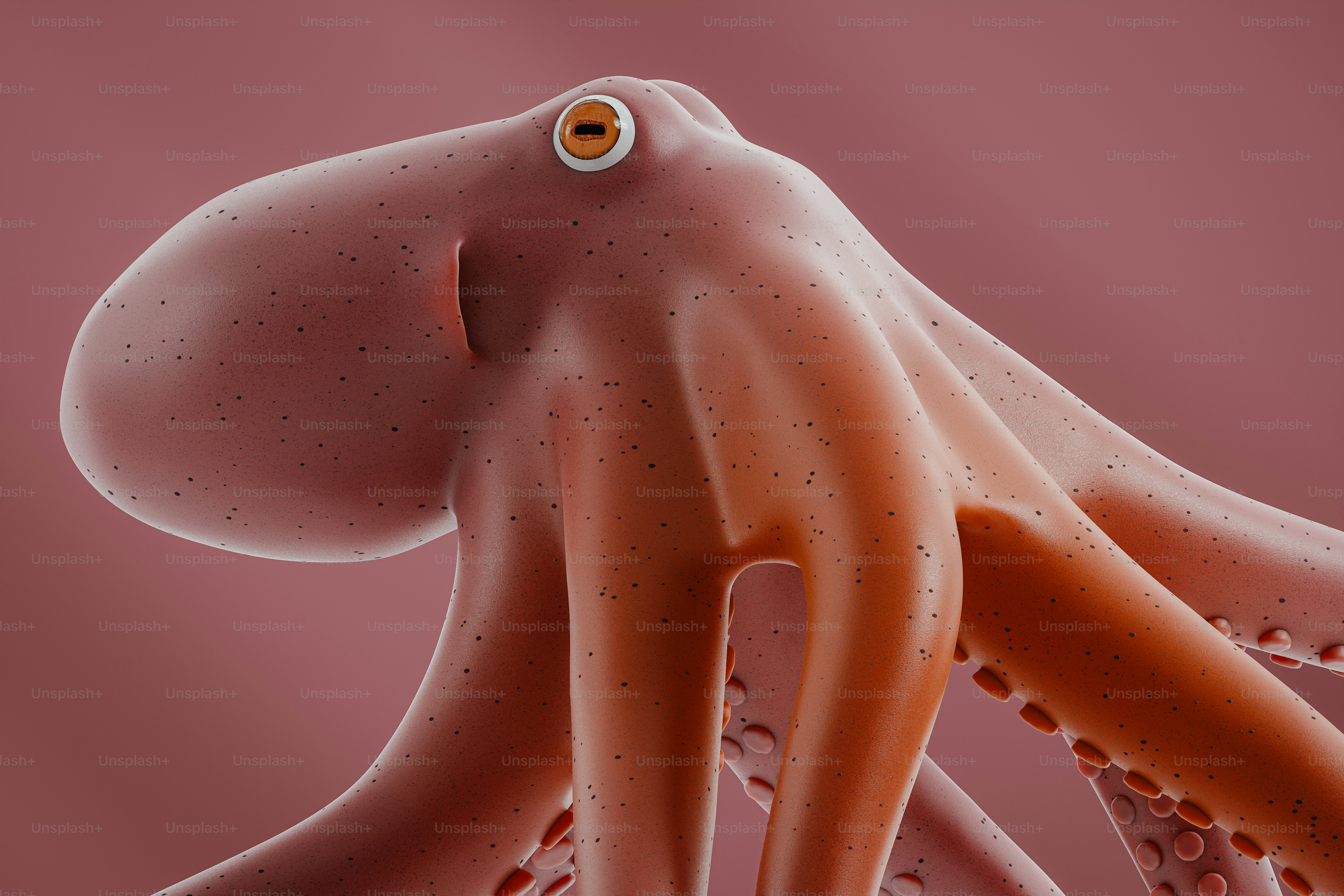 Close-up of the colorful octopus. 3D render.