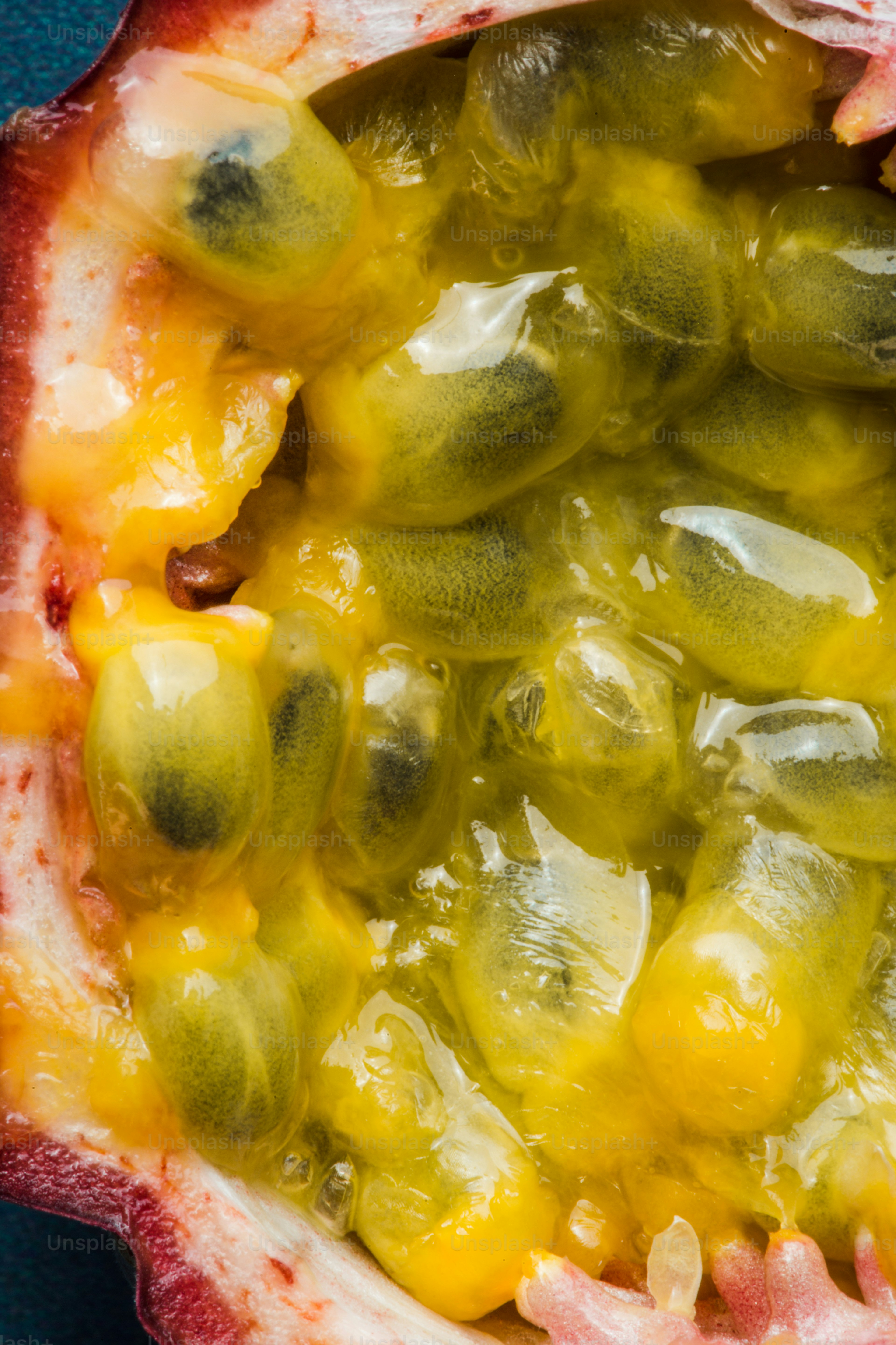 A close up of a fruit that is cut in half