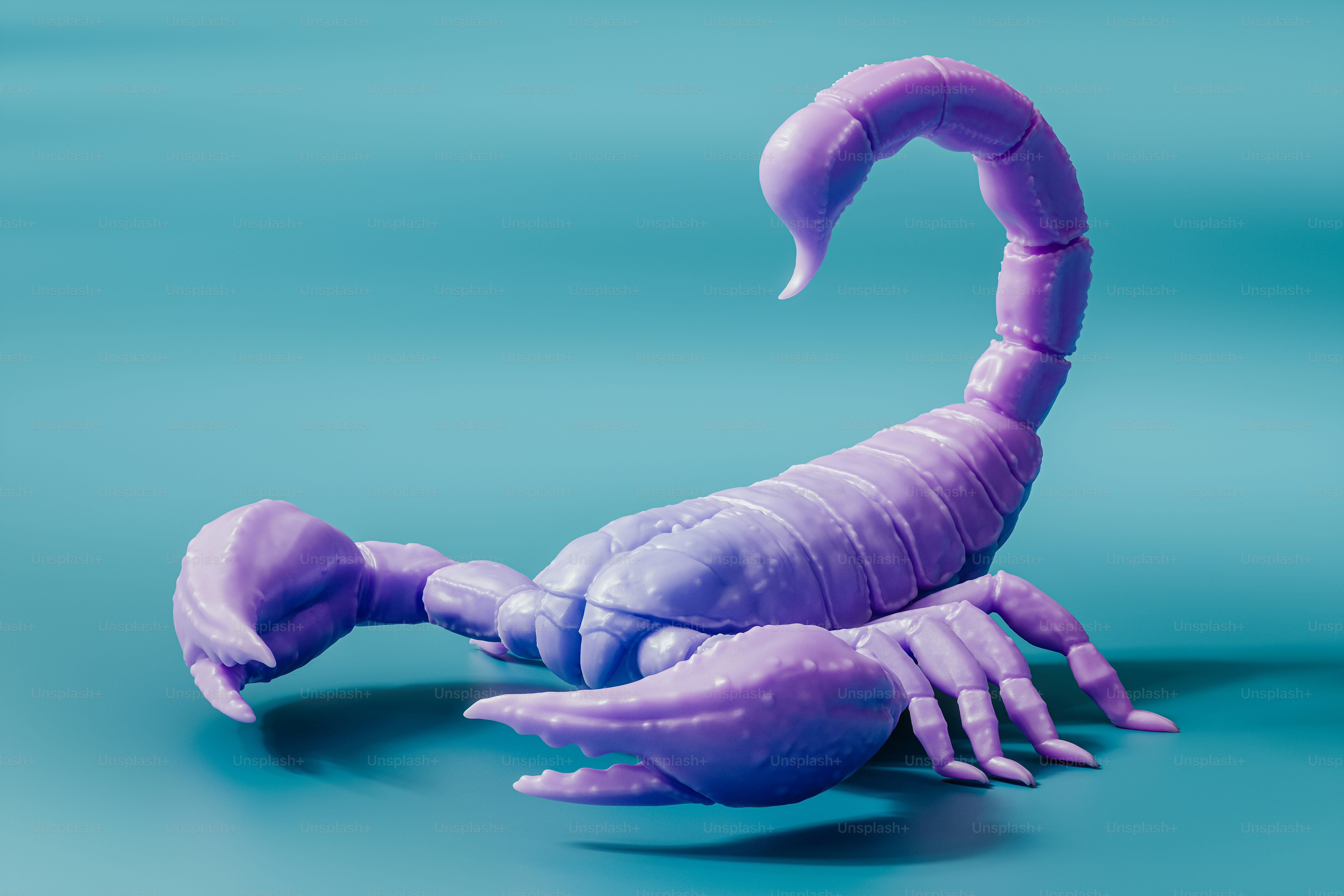 Detailed close-up of the colorful scorpion. 3D render.