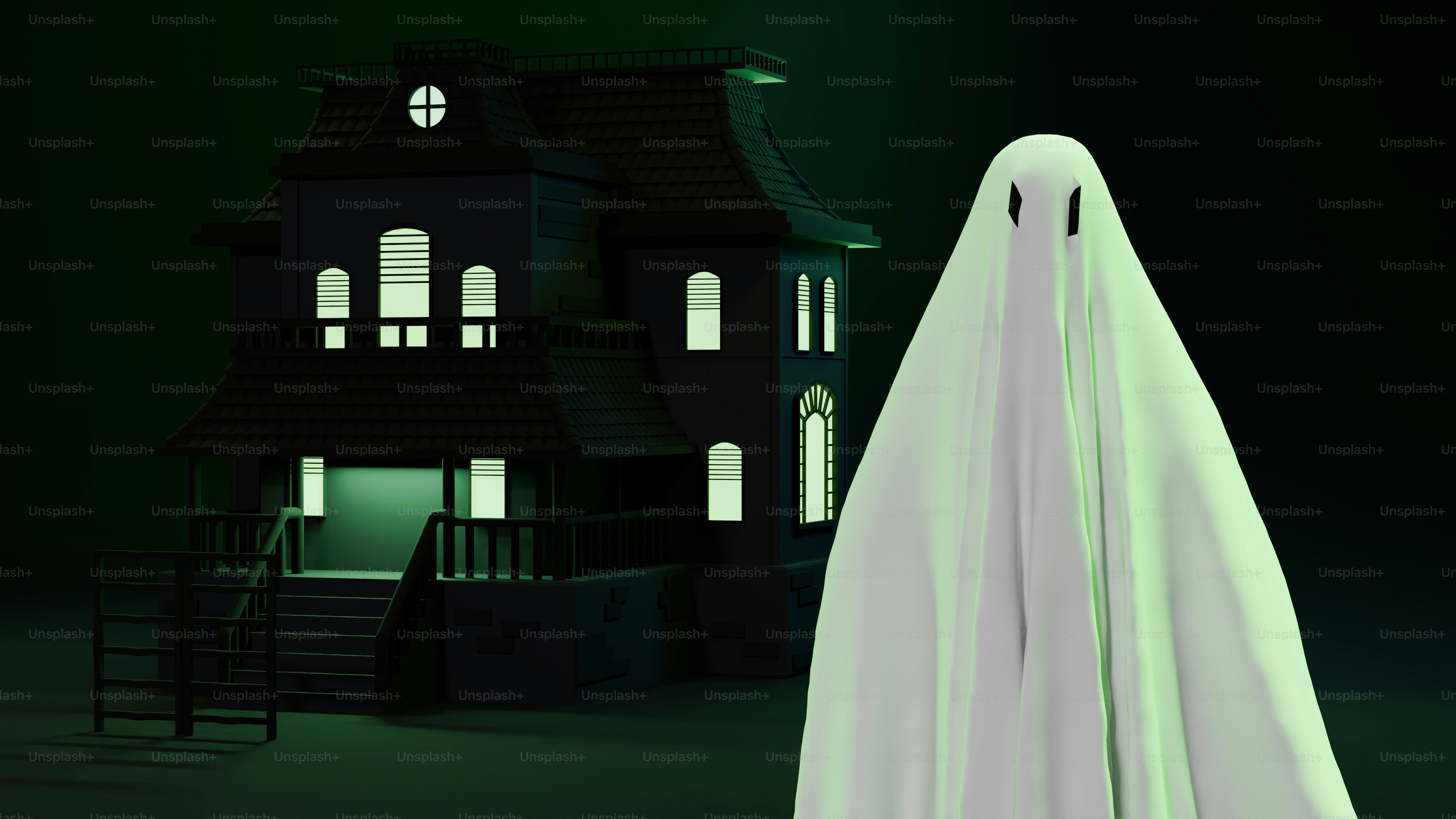 Ein Geist, der vor einem Haus steht