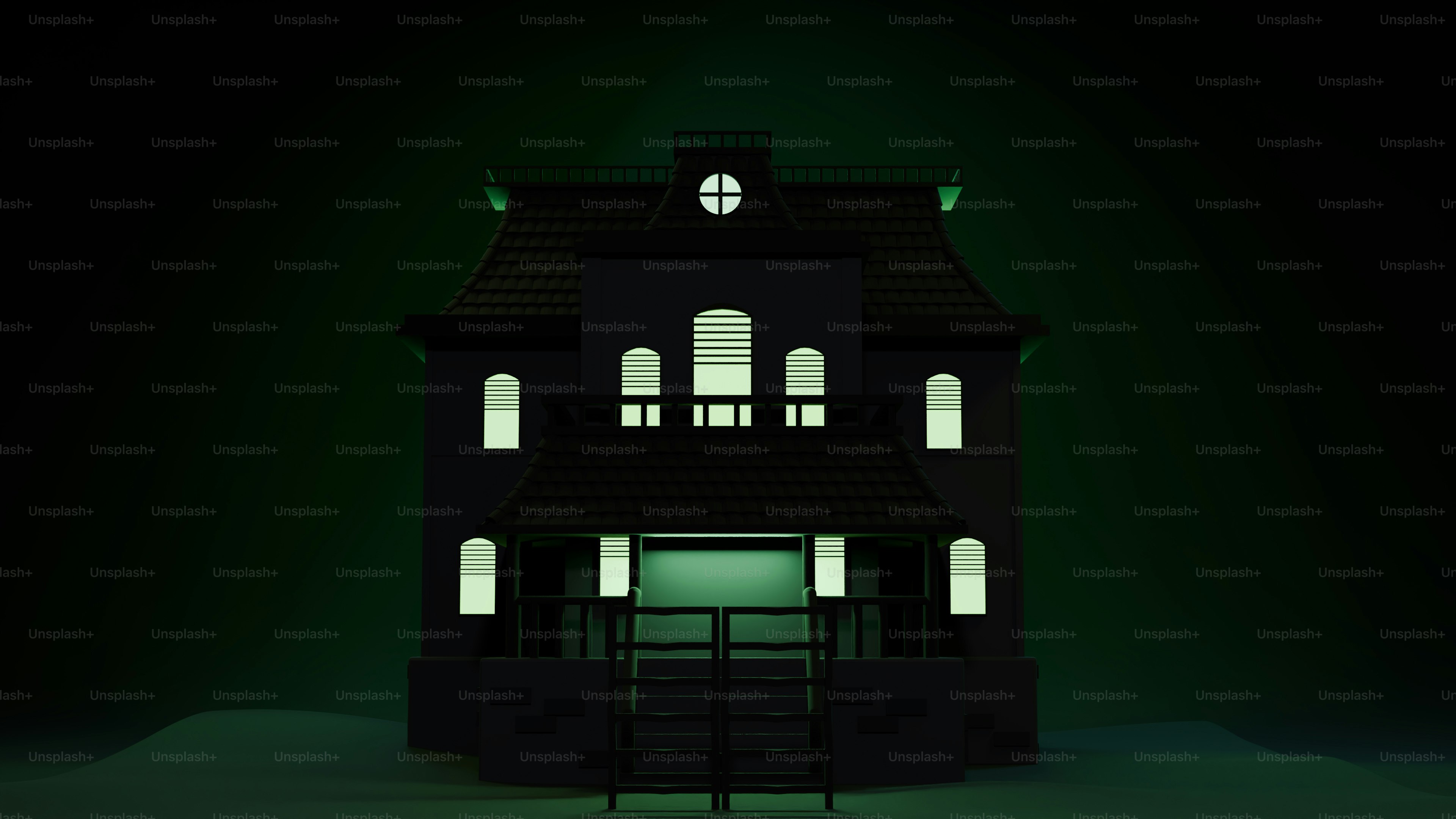 A house with a clock on the top of it
