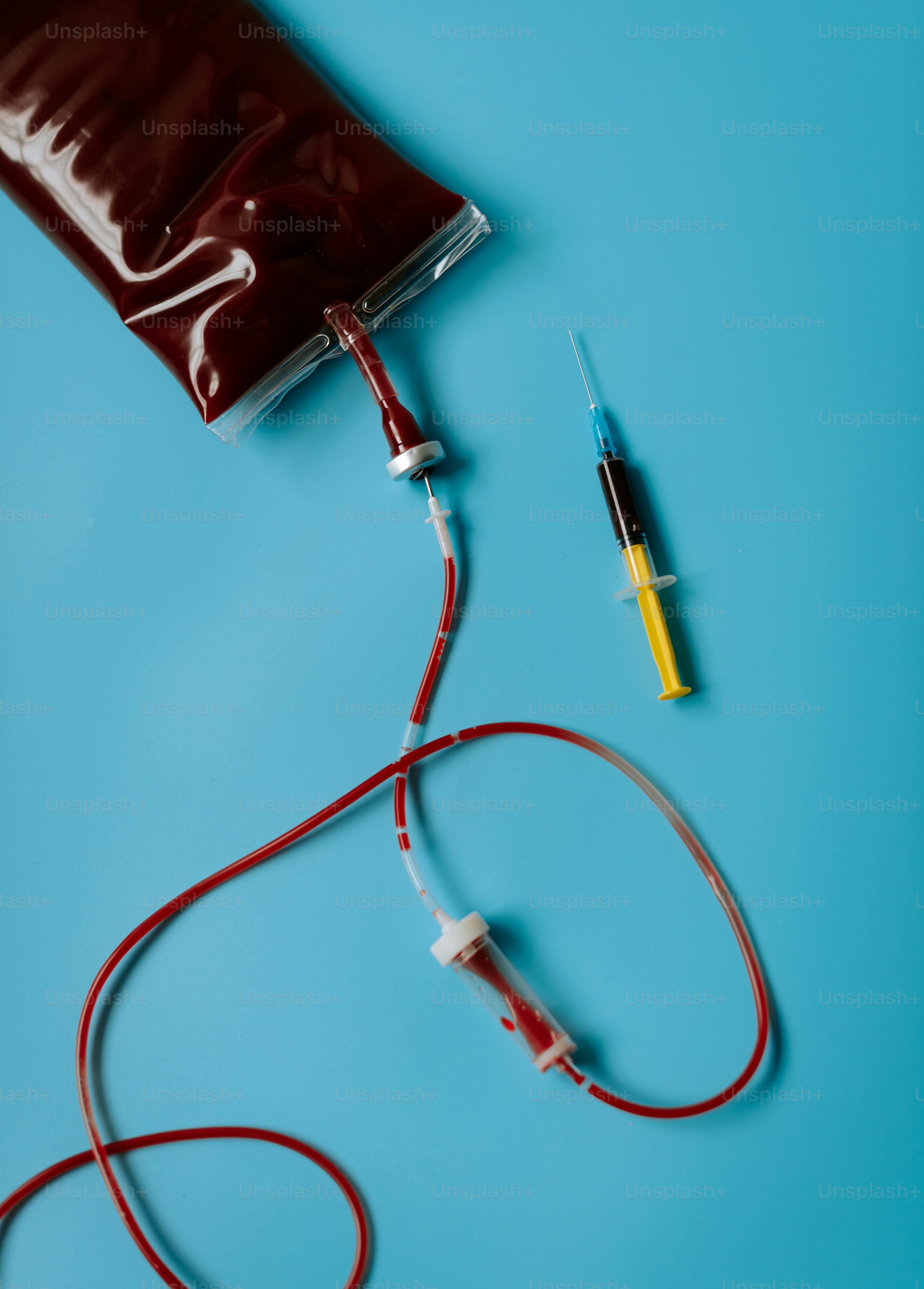 A blood bag with a stethoscope attached to it