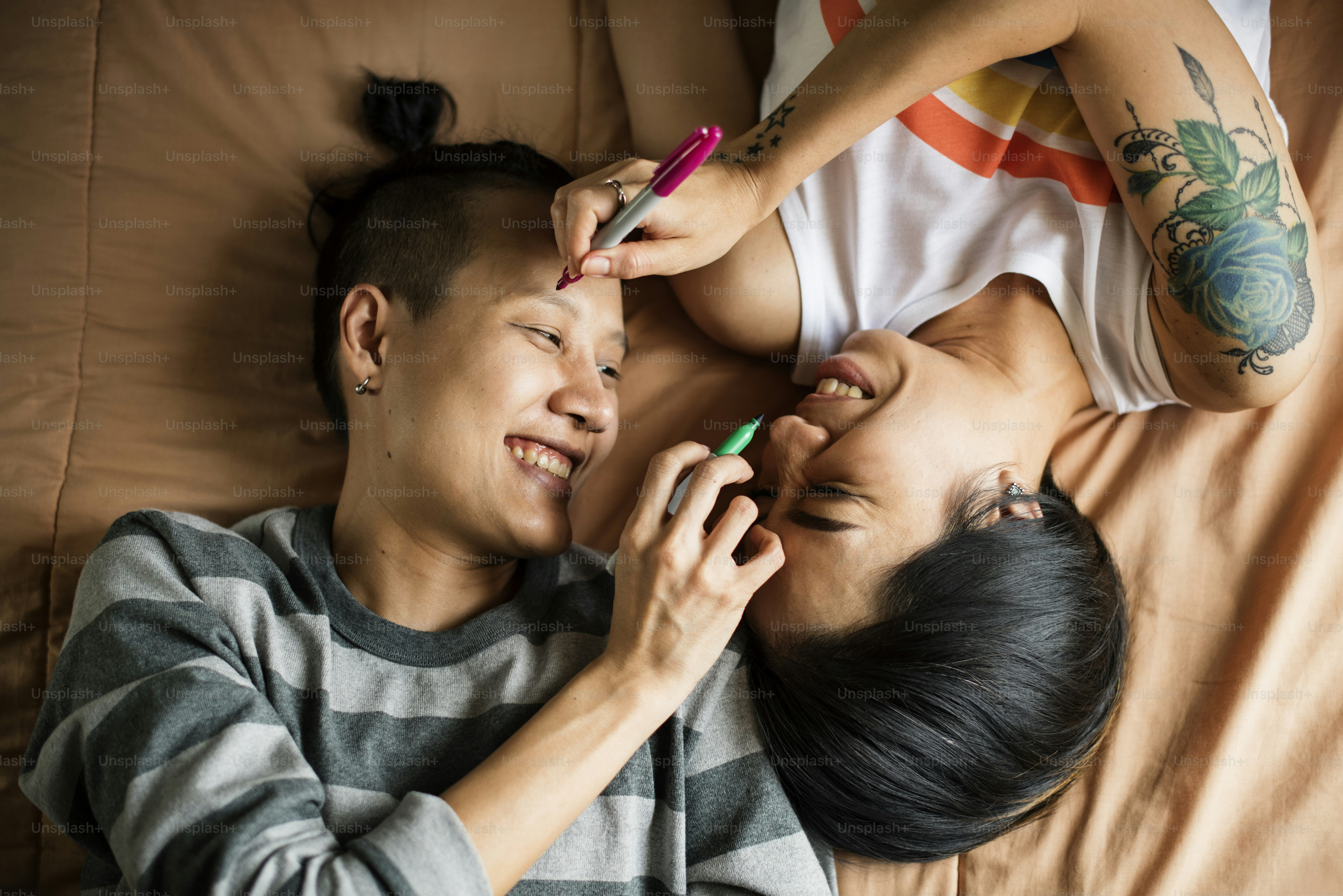 LGBT Lesbian Couple Moments Happiness Concept