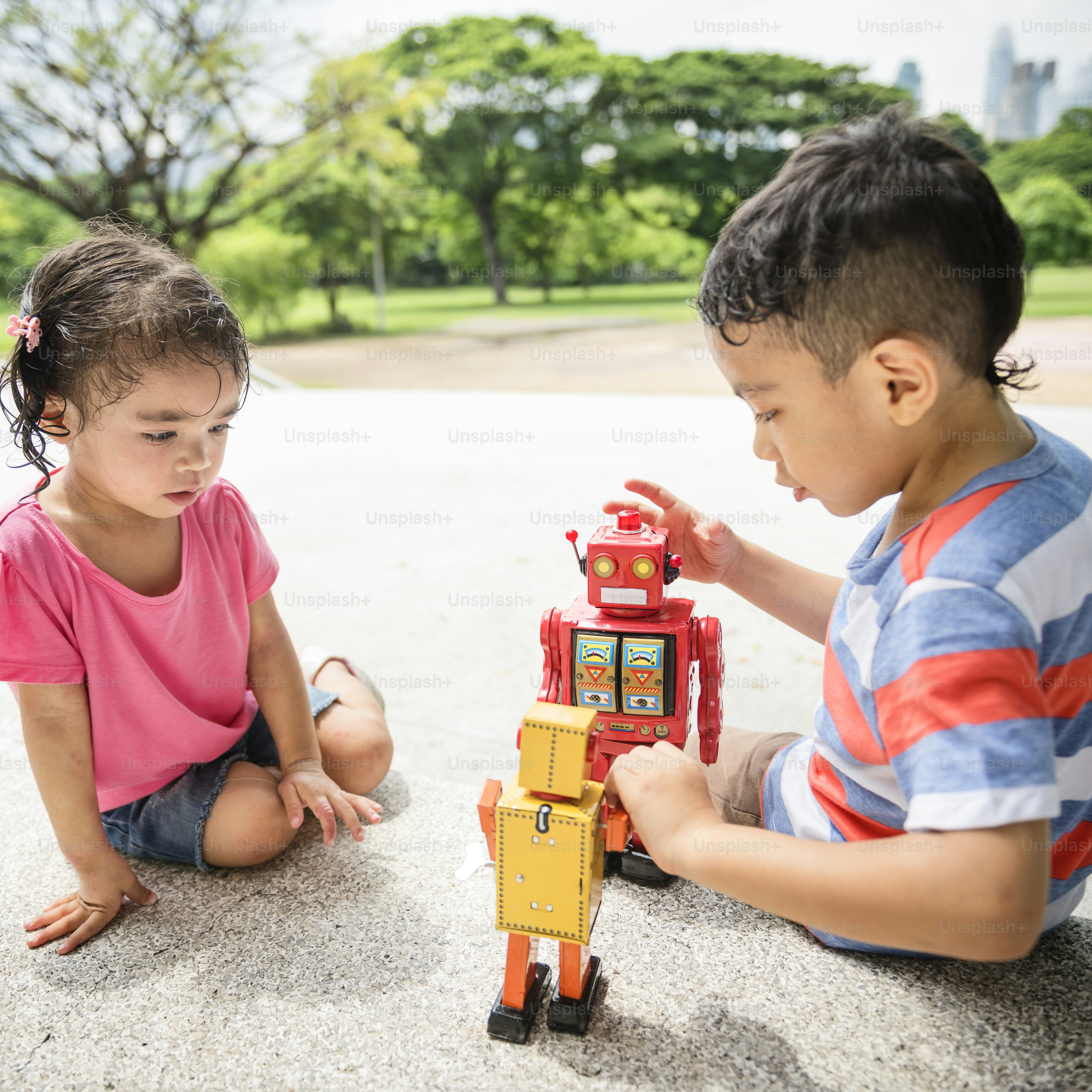 Brother Sister Elementary Childhood Kid Playful Concept