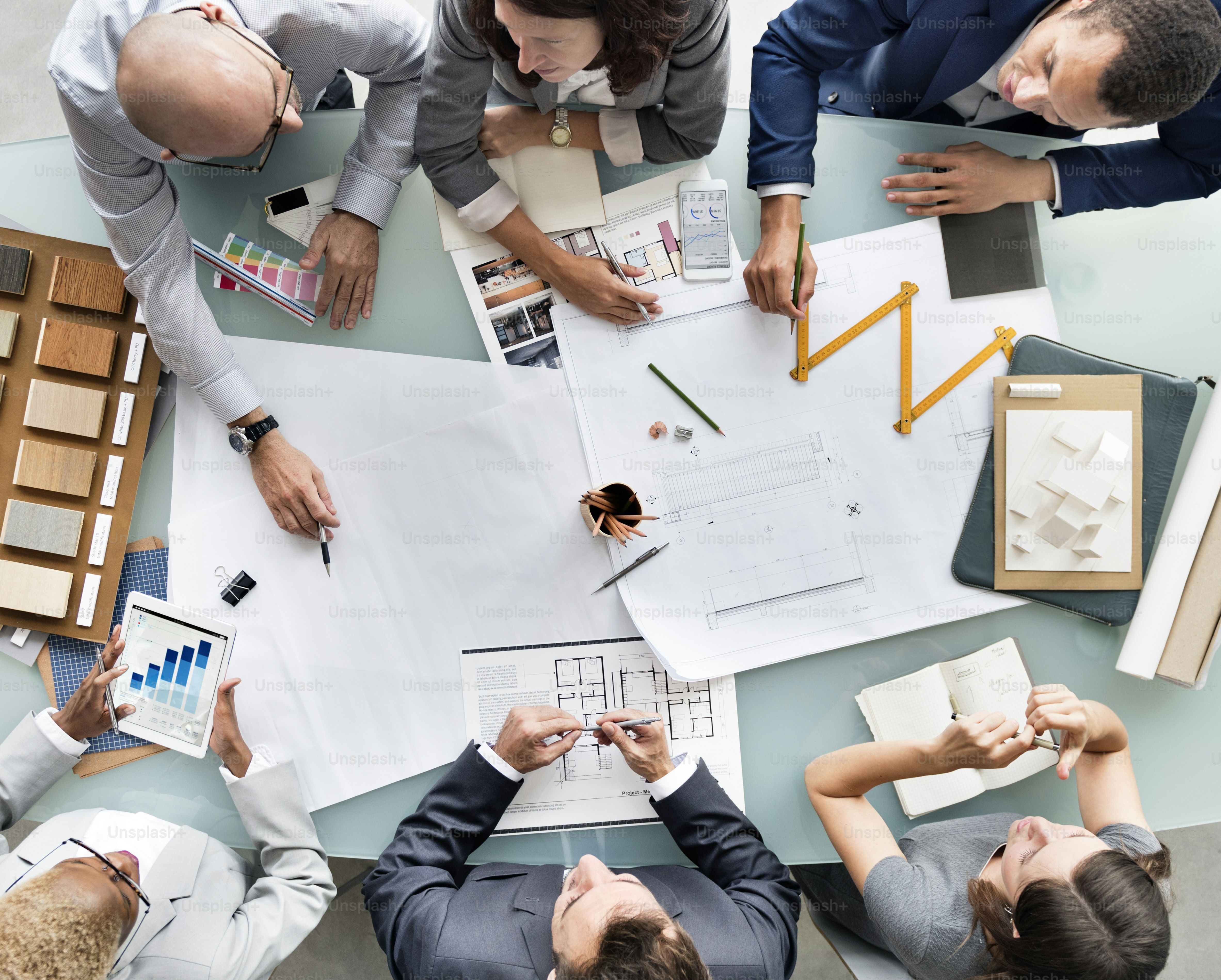 Business People Planning Blueprint Architecture Concept