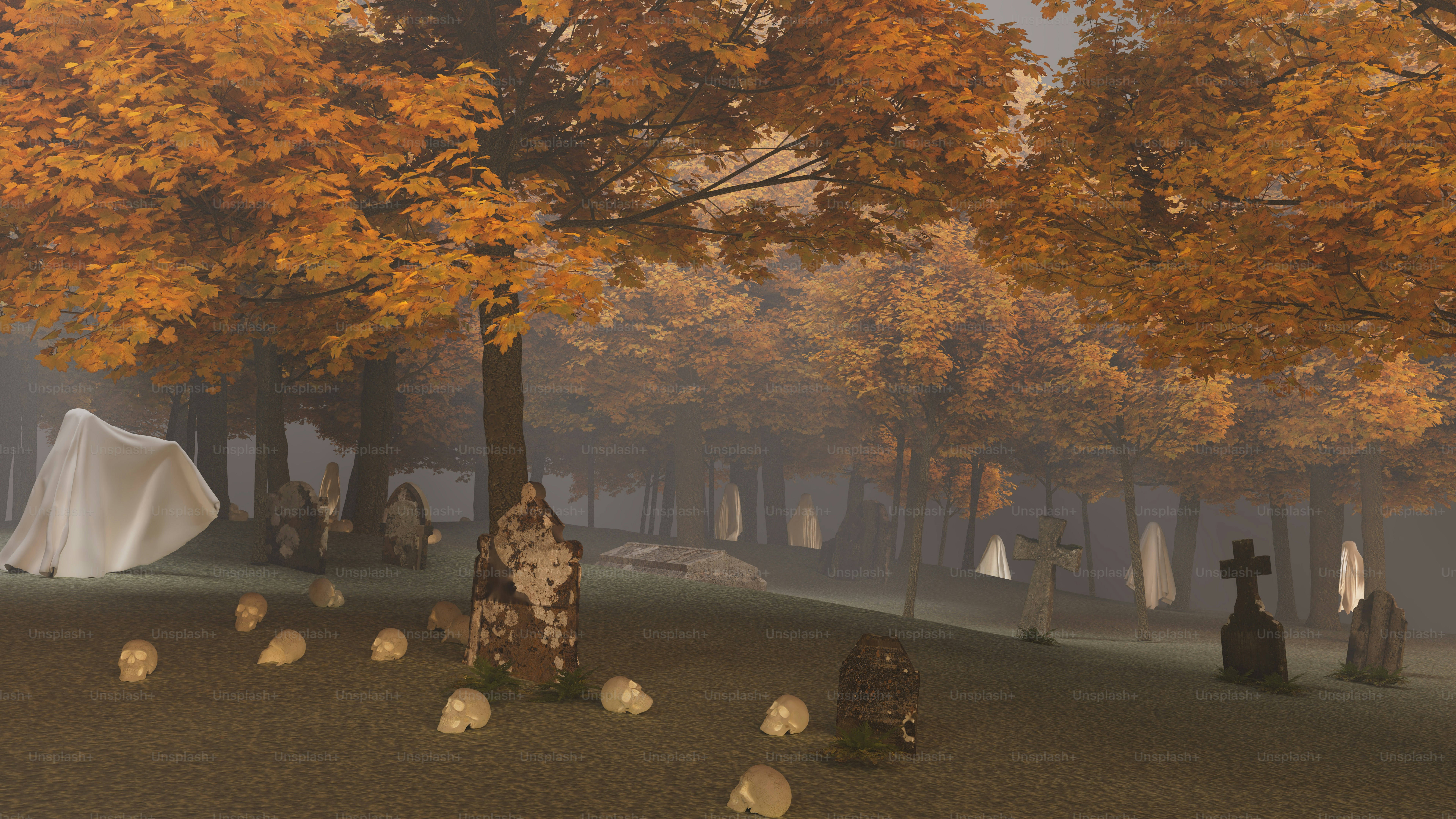 A painting of a group of people in a forest