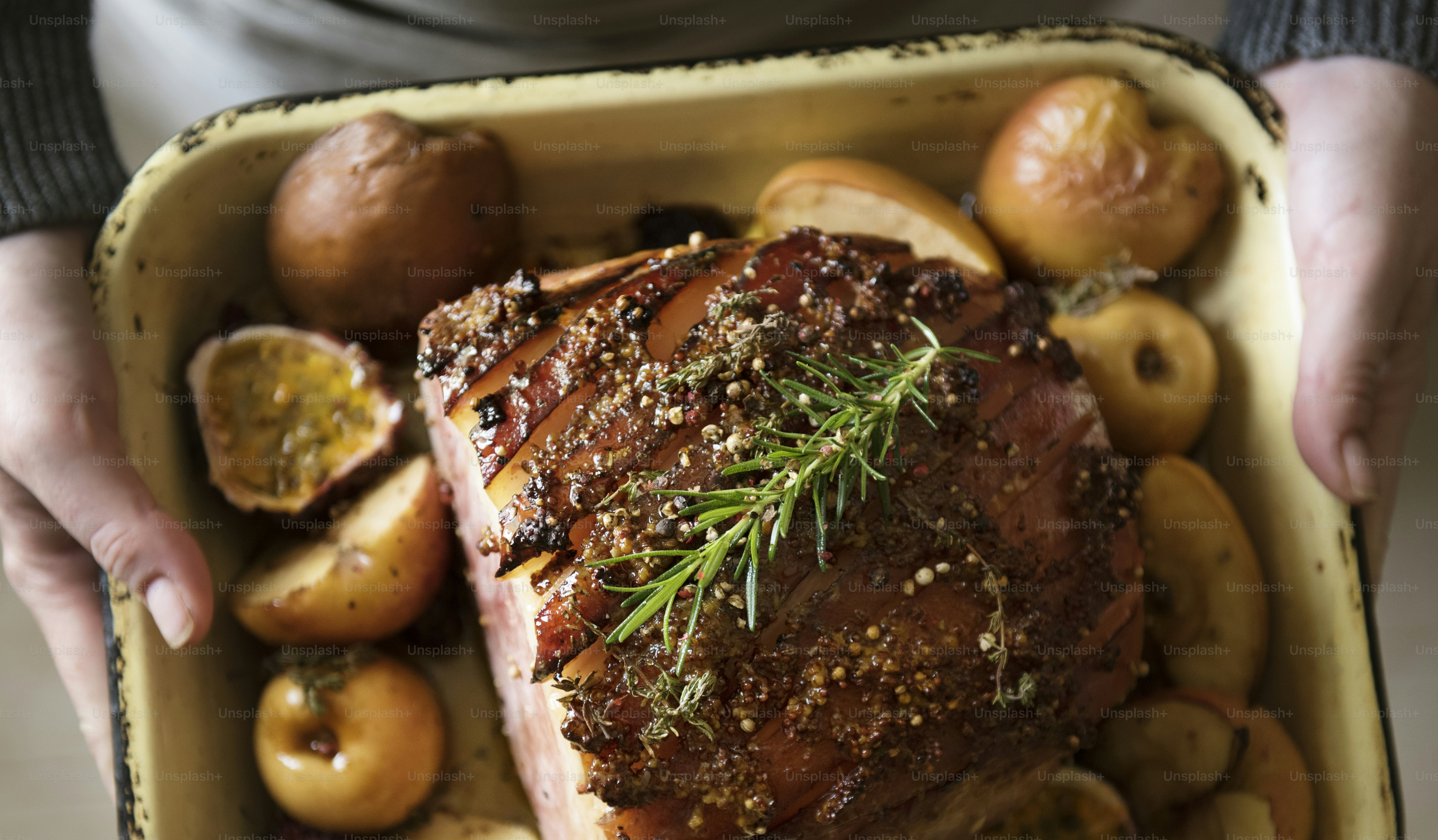 Baked ham food photography recipe idea