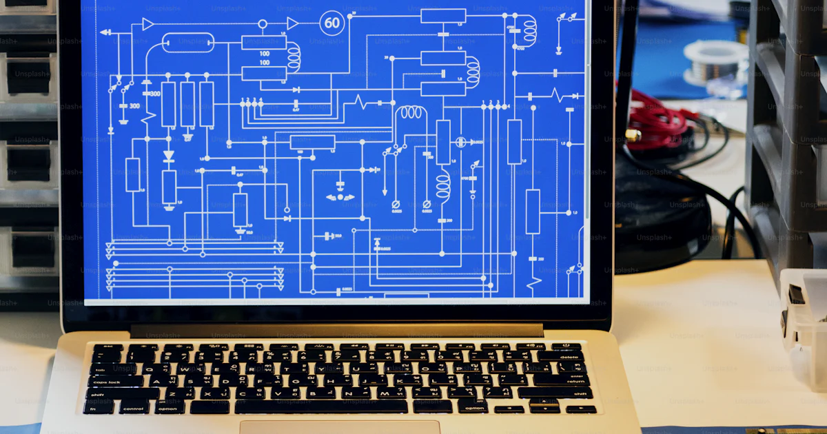 Computer Displaying Circuit Node Computer laptop showing electronic circuit pattern photo – Device ...
