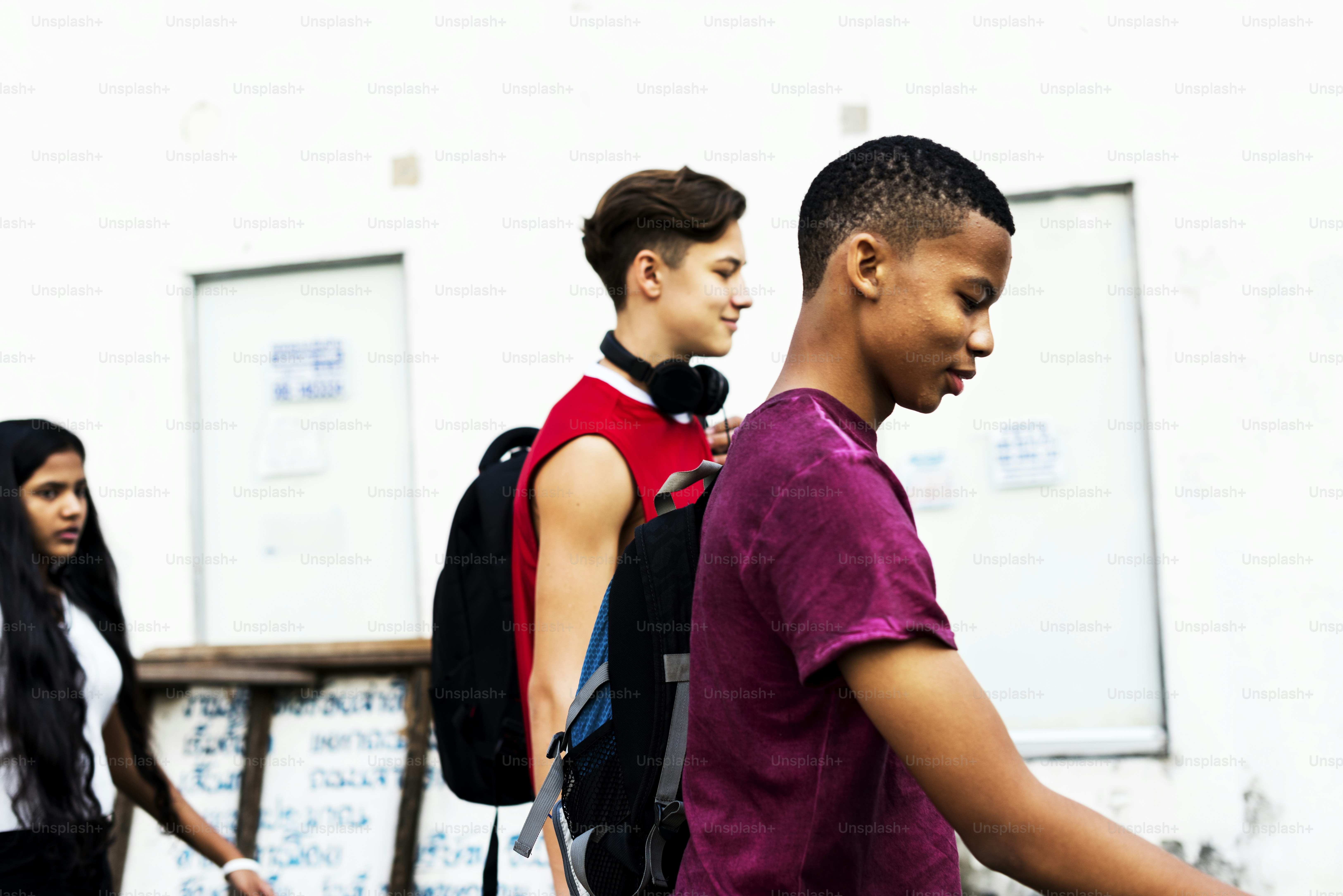 Group of diverse youth walking together