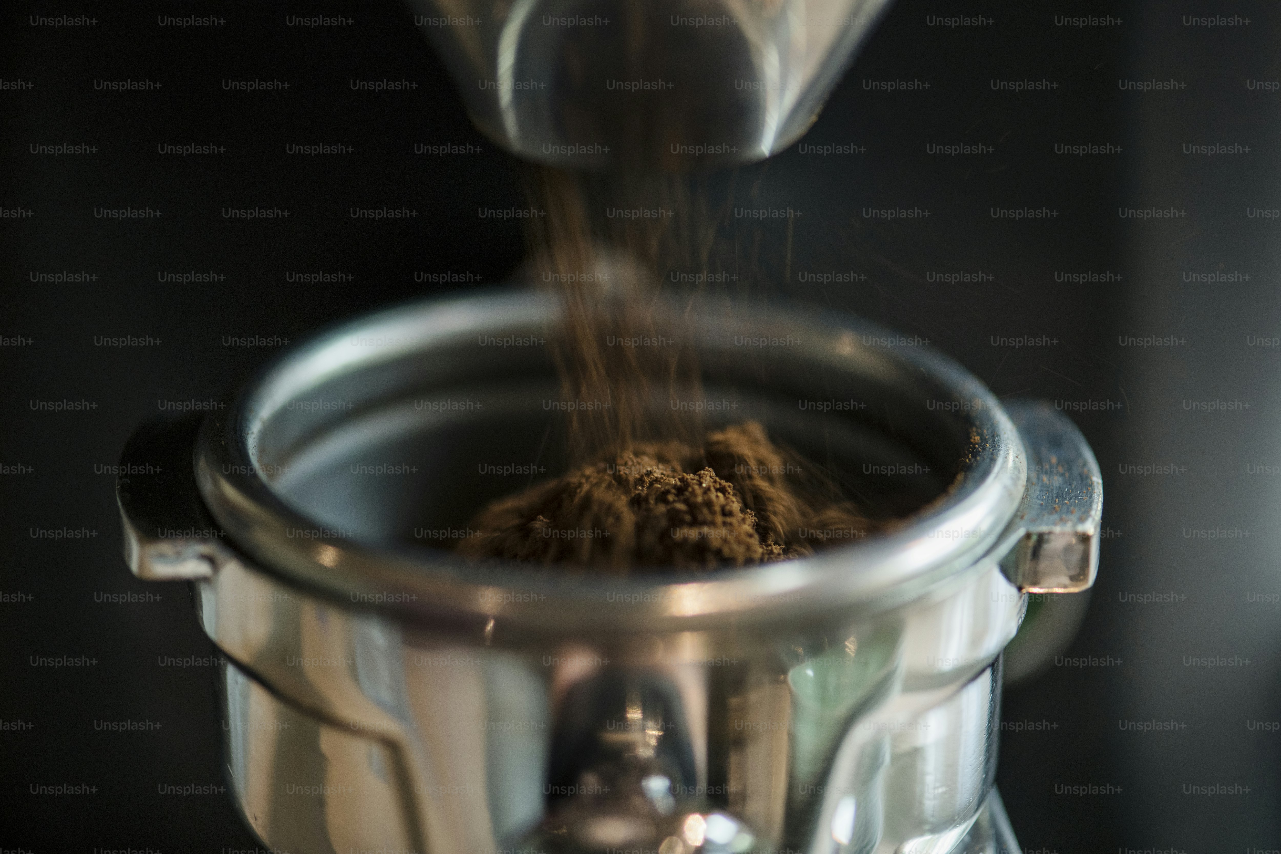 Closeup of fresh grinding coffee