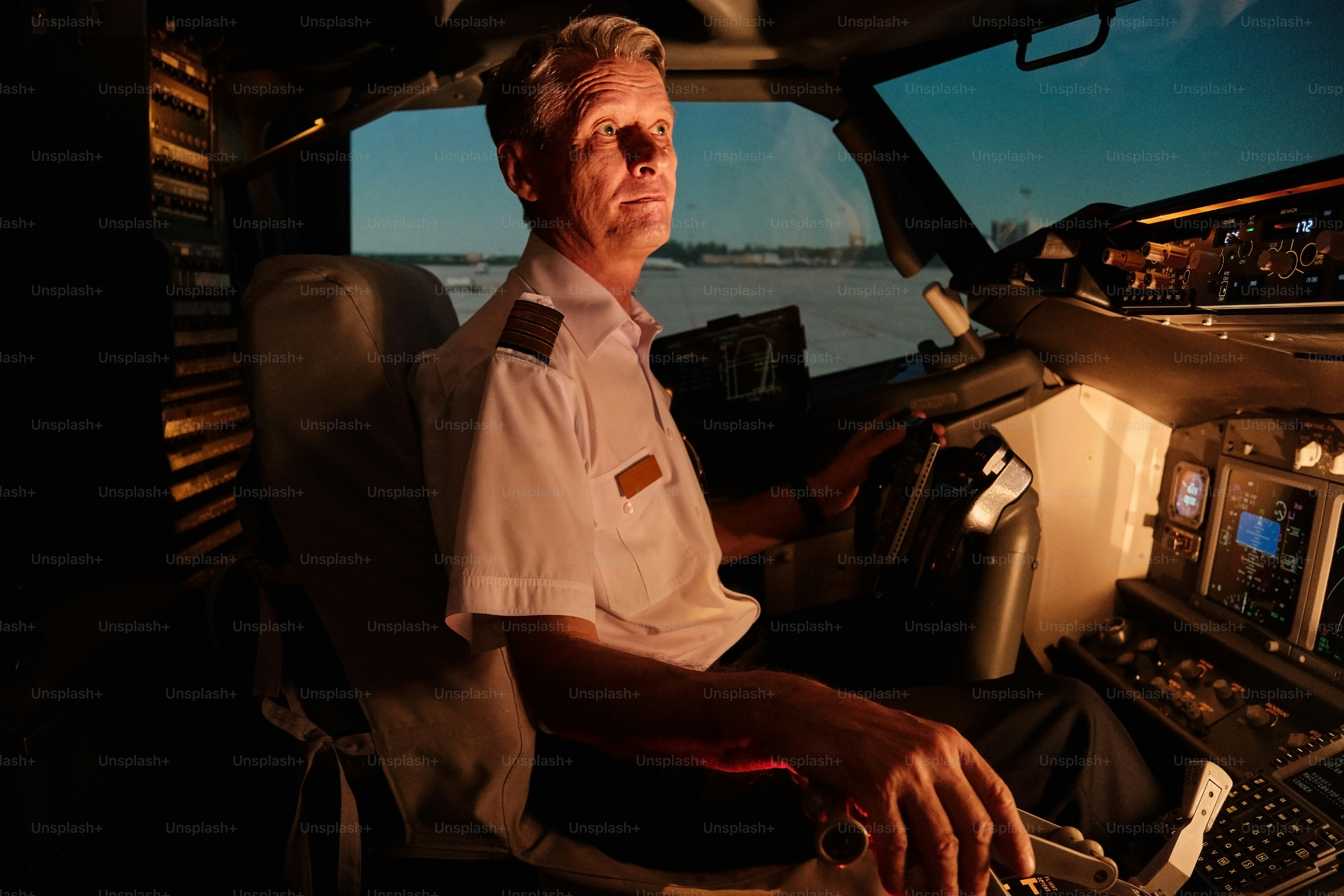 A man sitting in the cockpit of a plane
