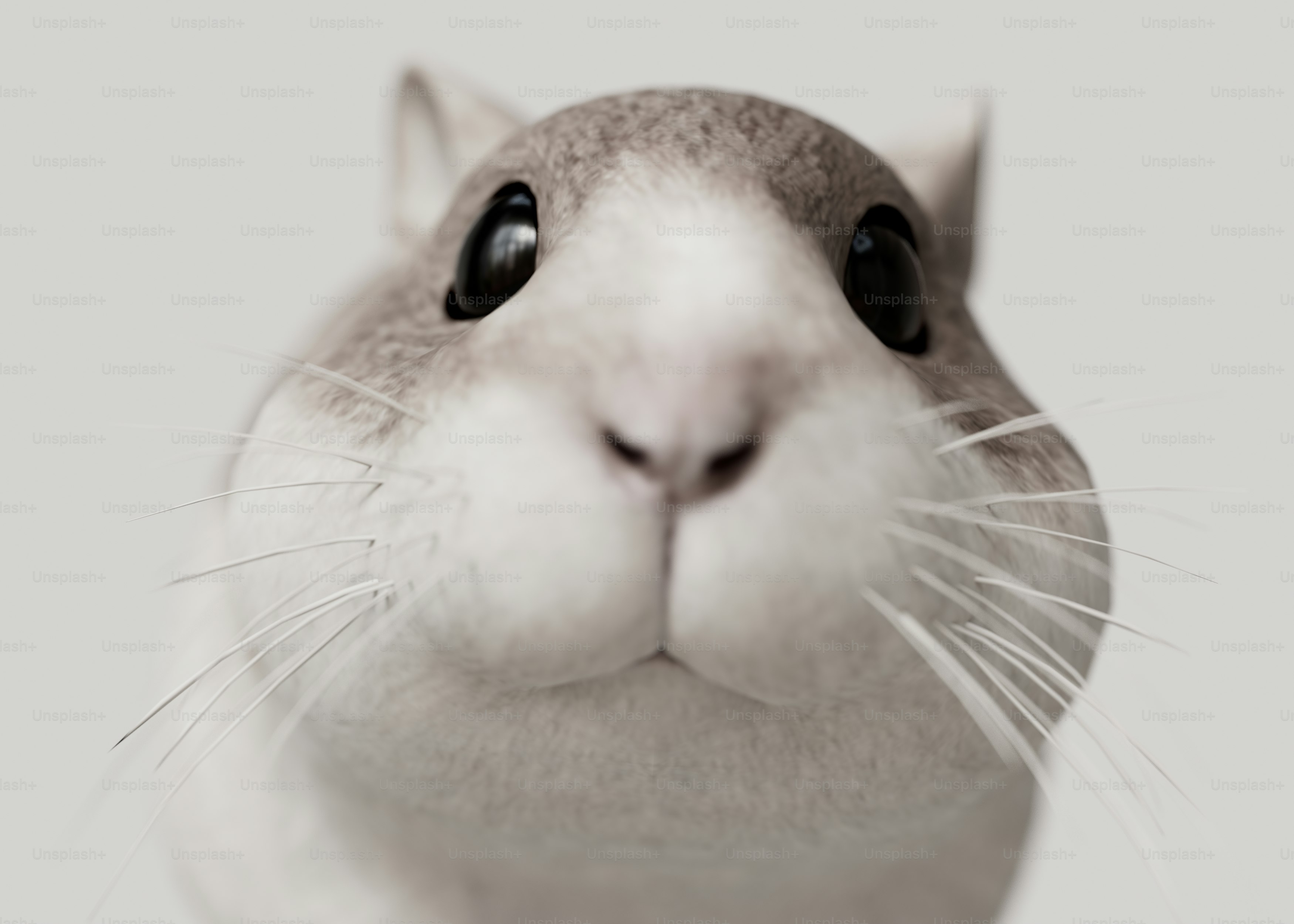 A close up of a cat's face with a white background