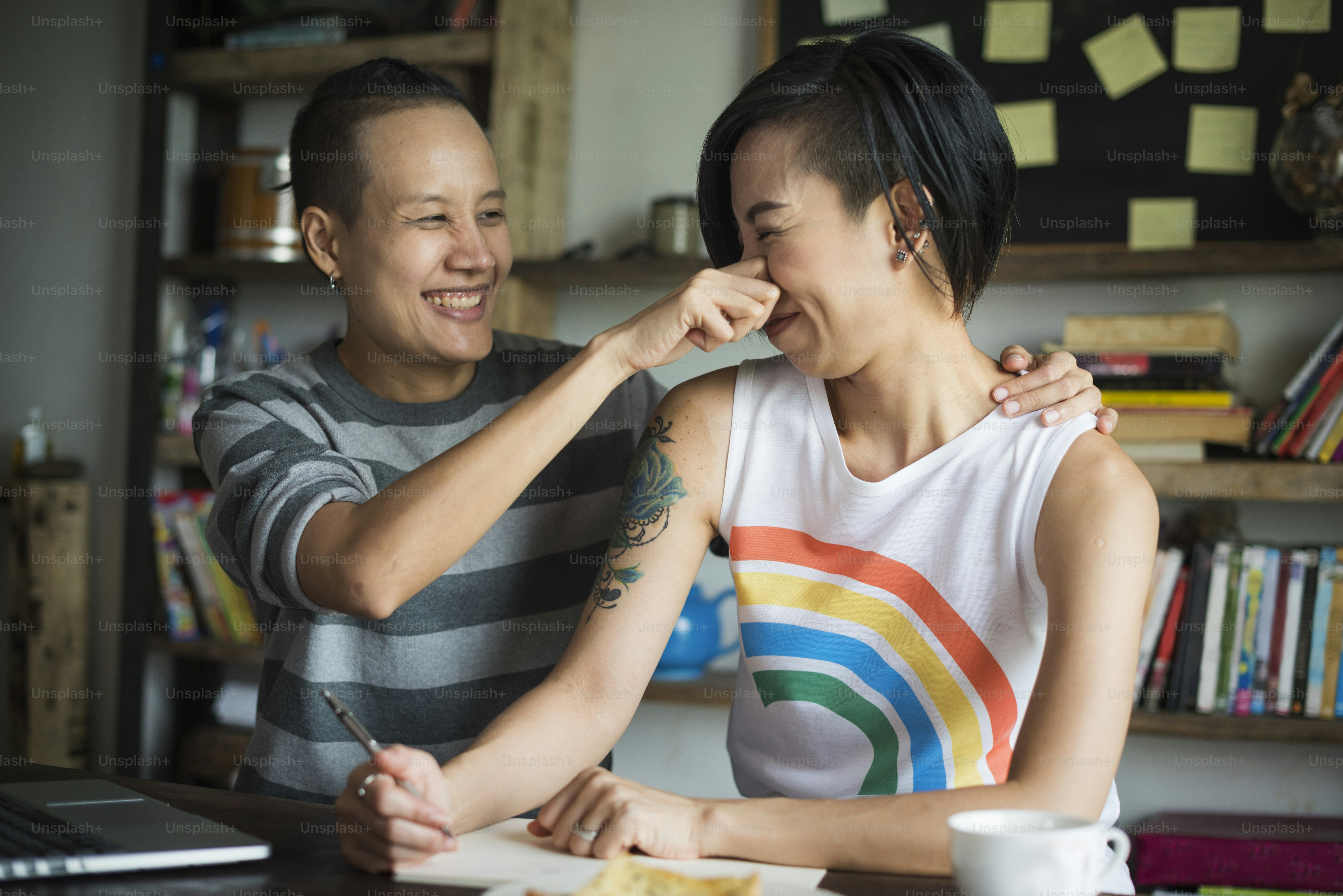 LGBT Lesbian Couple Moments Happiness Concept
