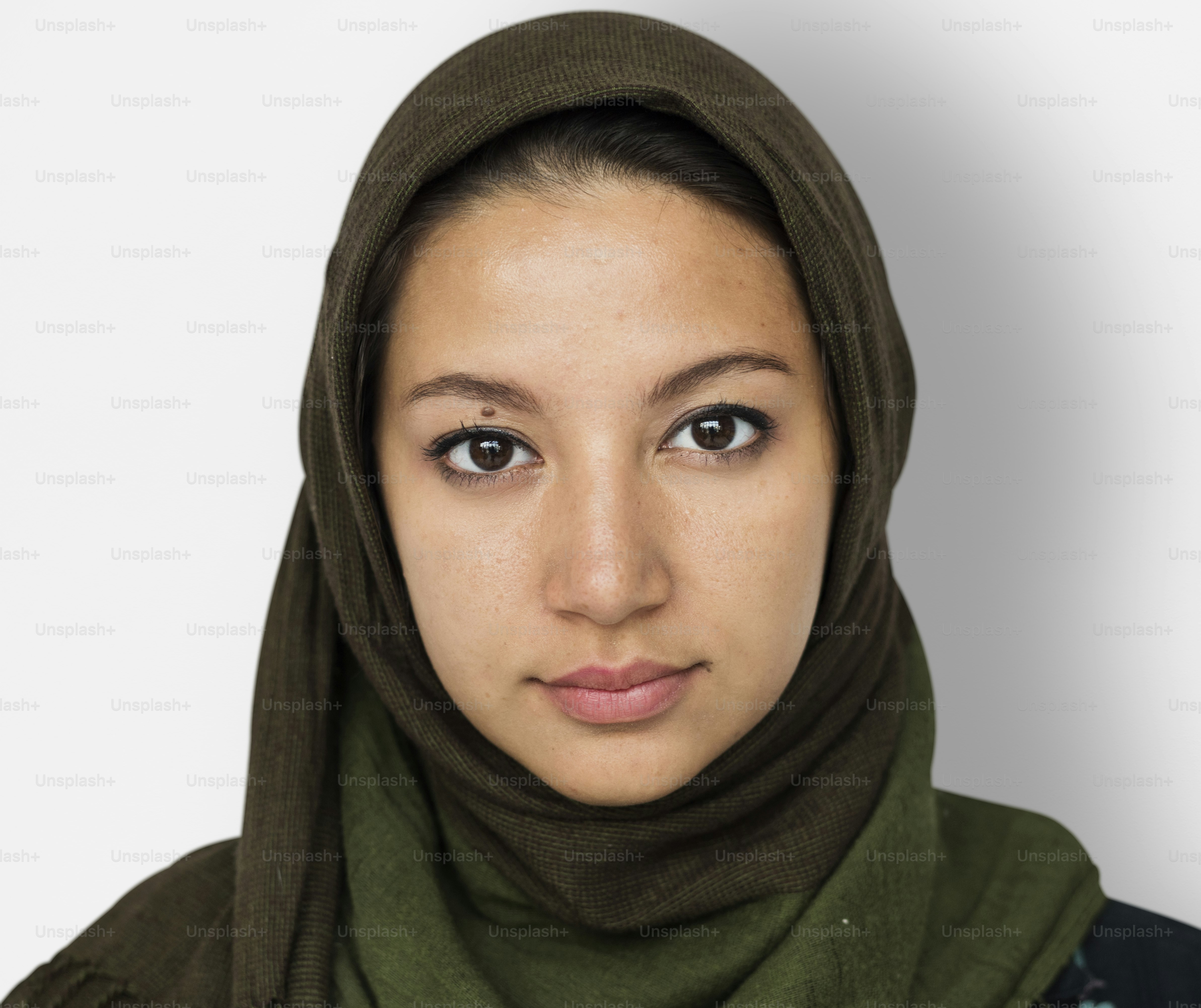 Arabische Frau Gesicht Mit Hijab Studio Portrait Bedeckt