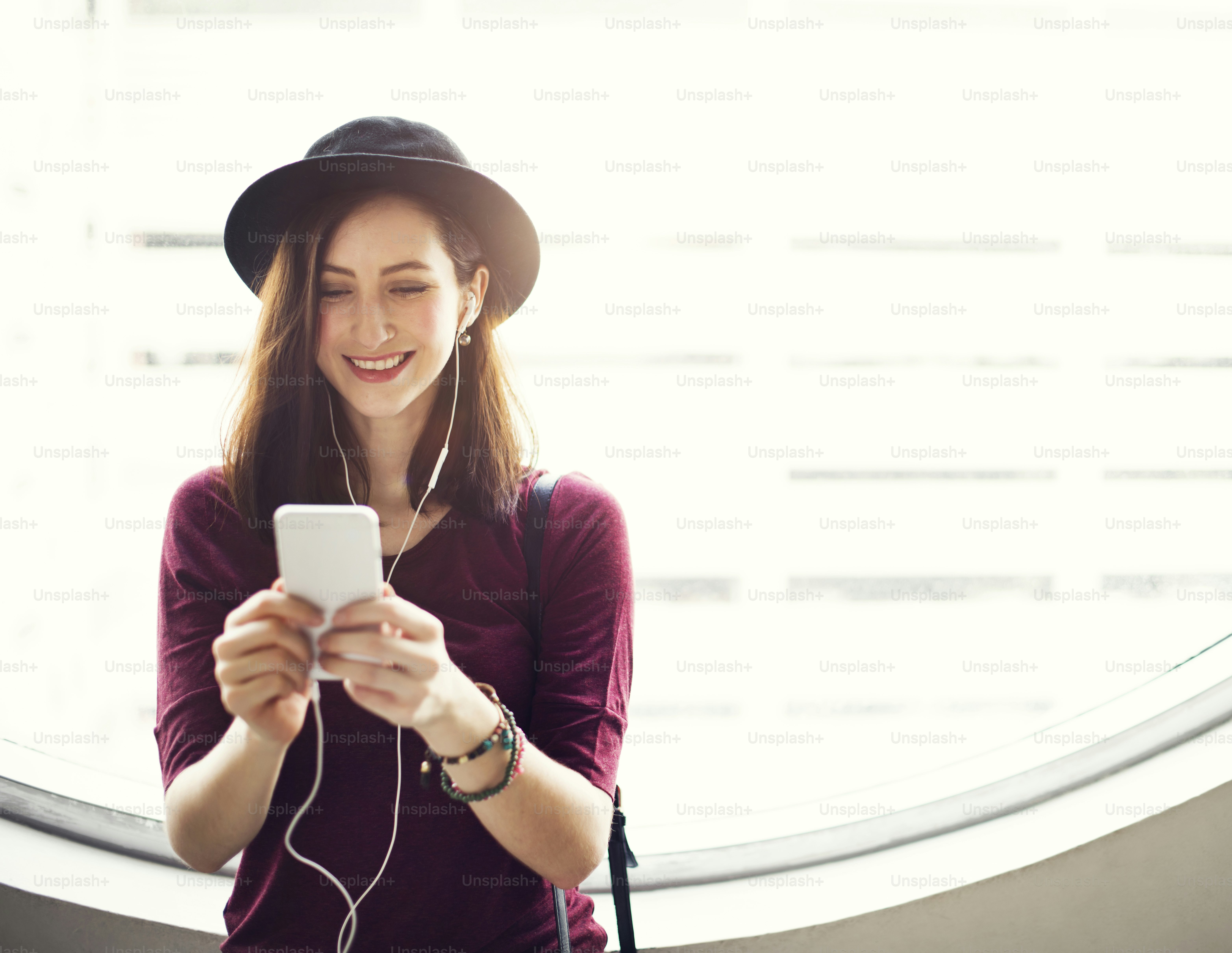 Woman Listening Music Media Entertainment Relaxation Concept