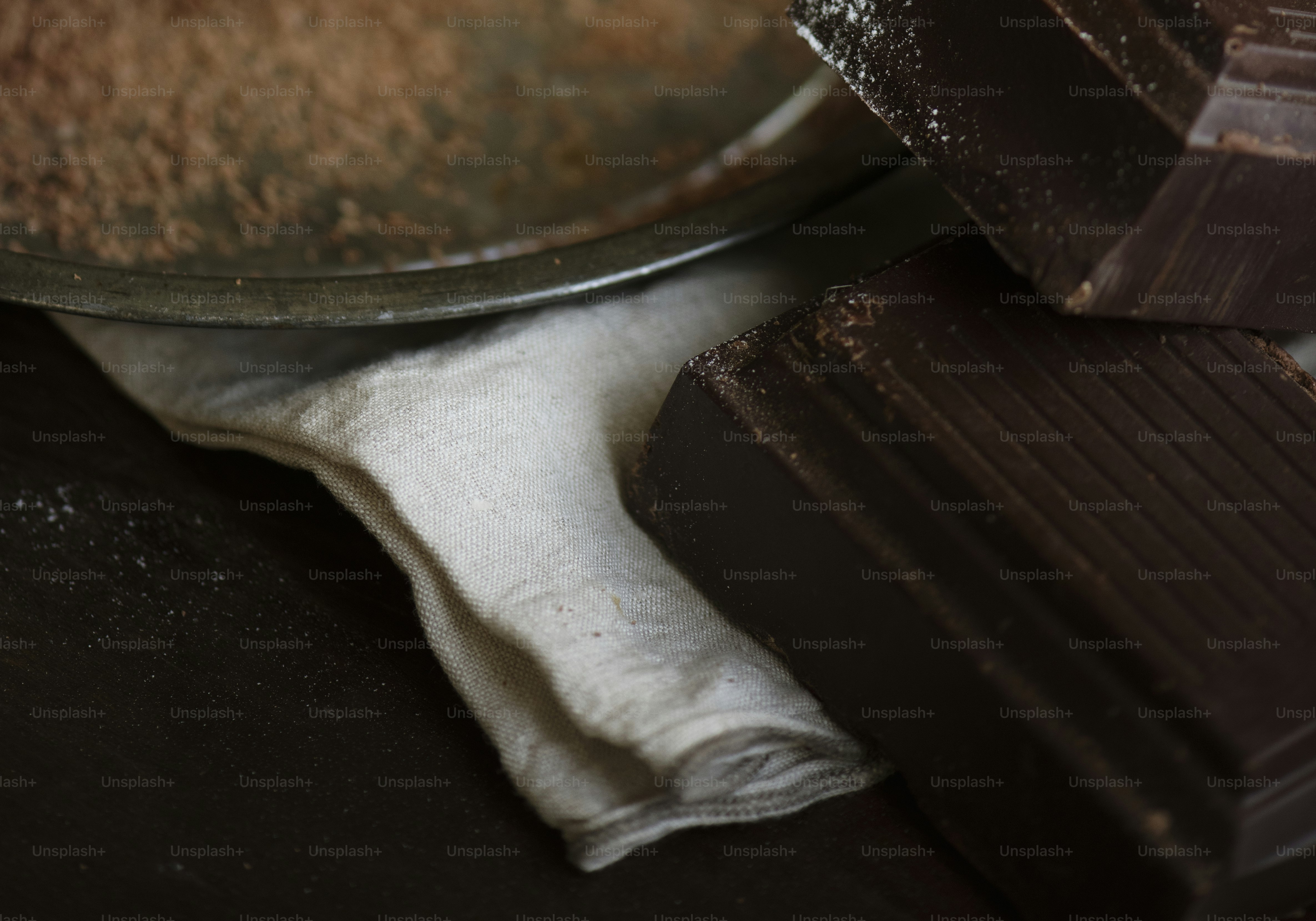 Closeup of dark chocolate bars