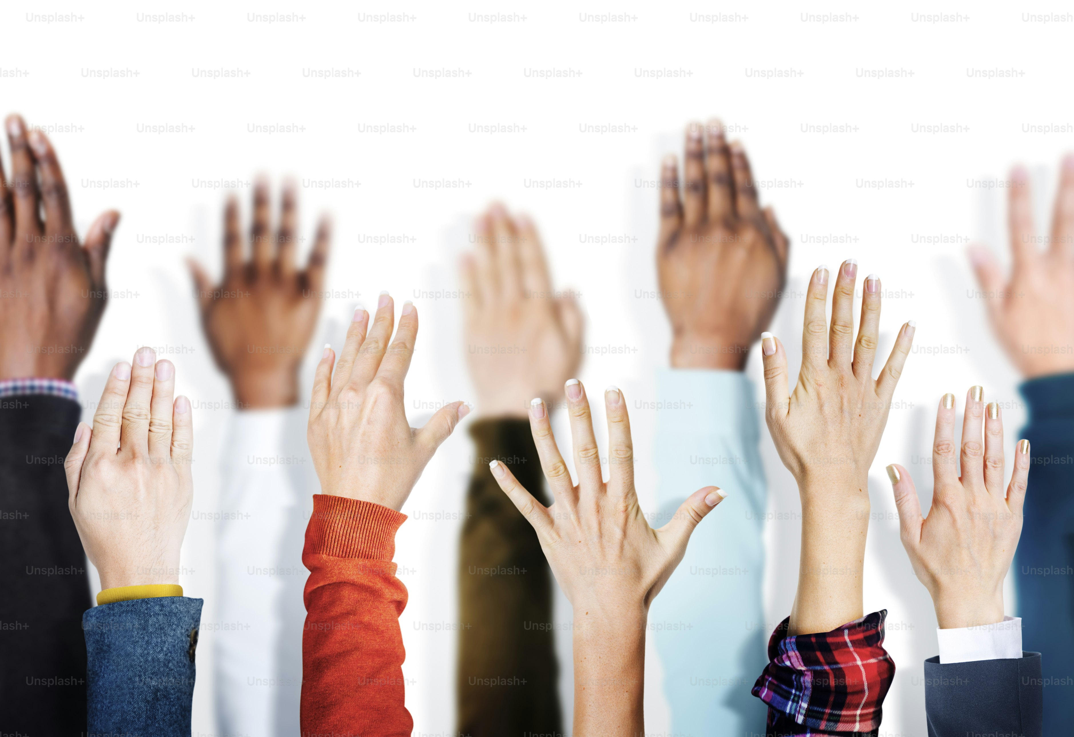 Group of Multiethnic Diverse Hands Raised Concept