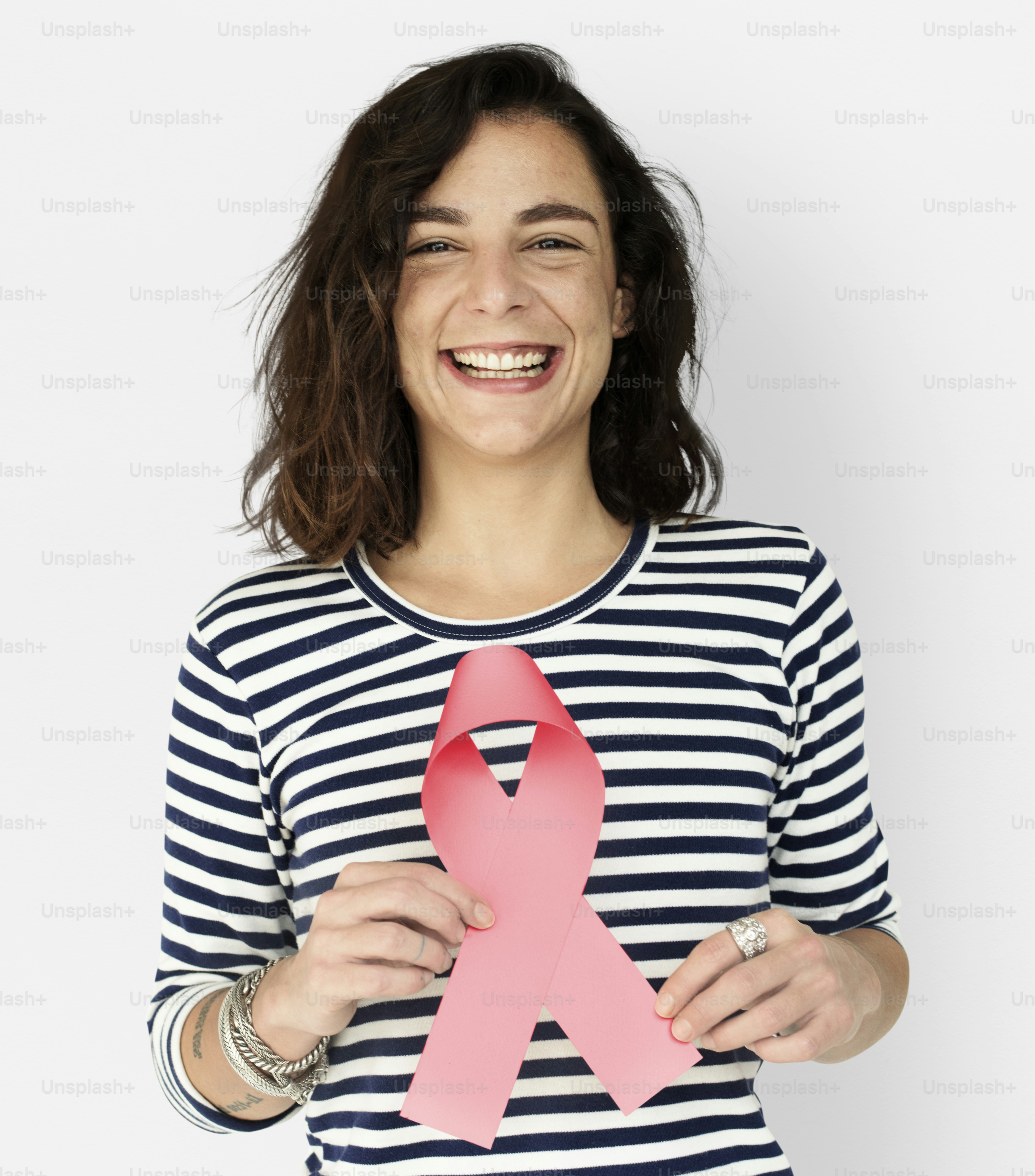 Hands Show Pink Ribbon Breast Cancer Awareness