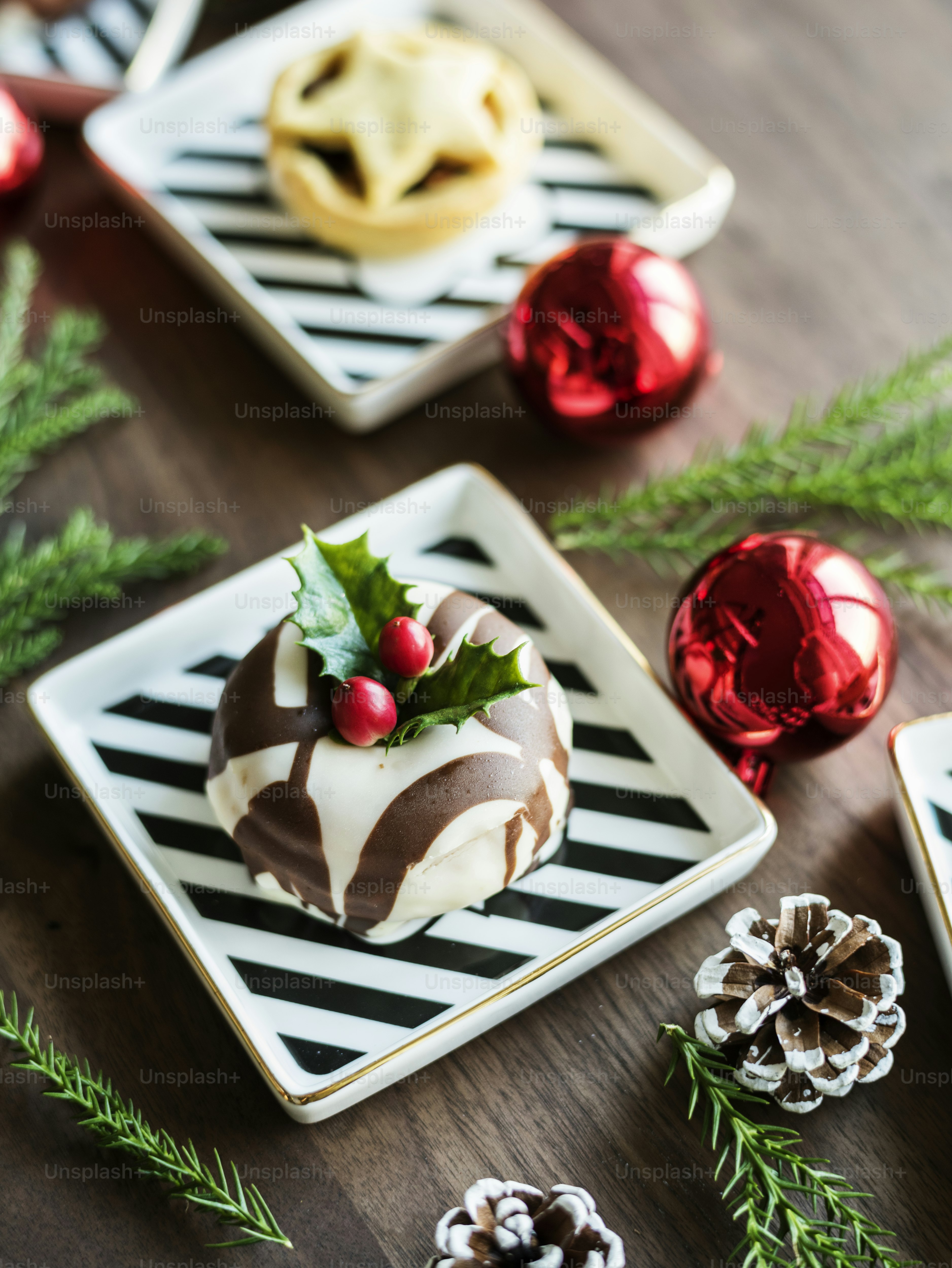 Closeup of Christmas dessert