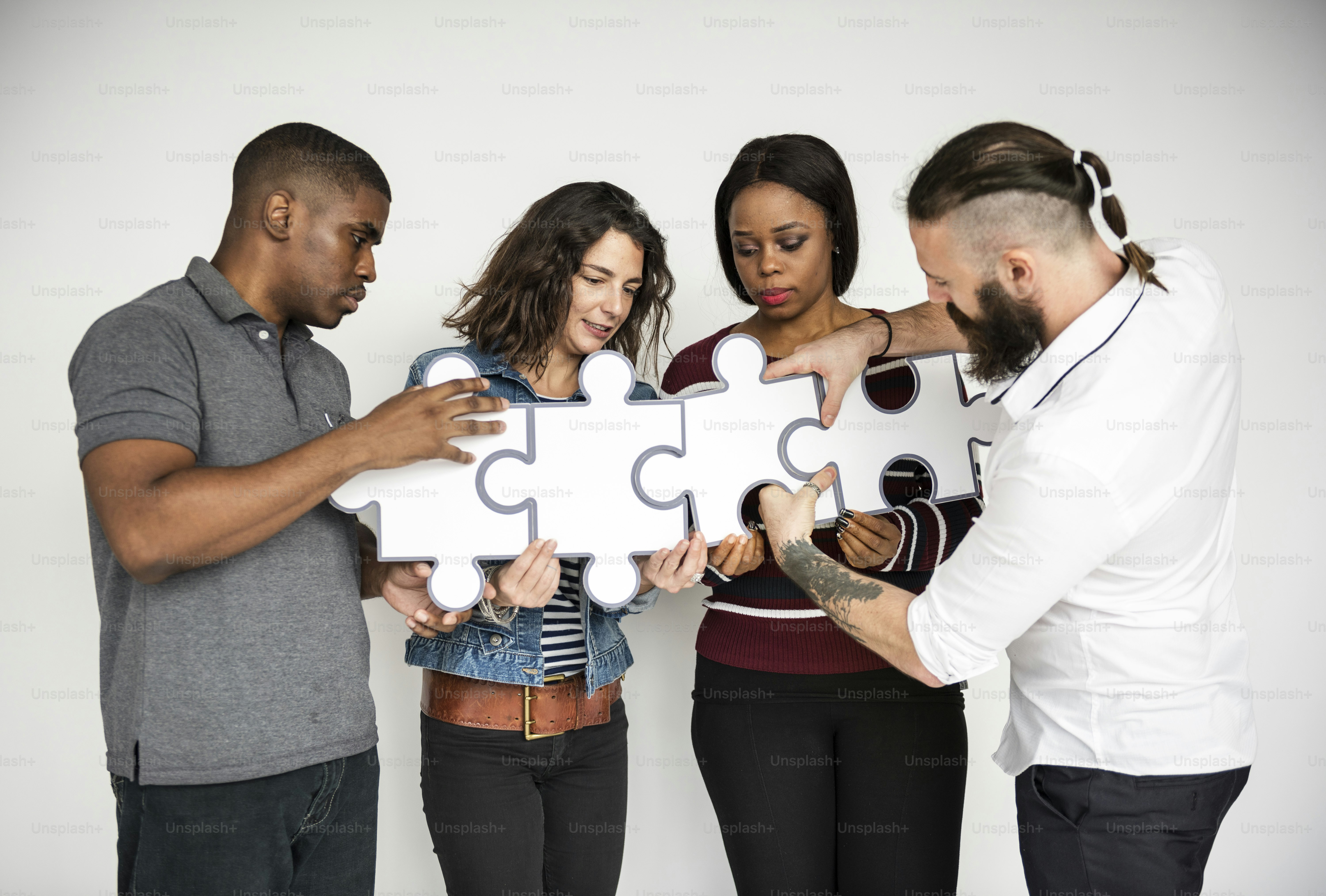 Persone Puzzle Insieme Partnership Lavoro di squadra