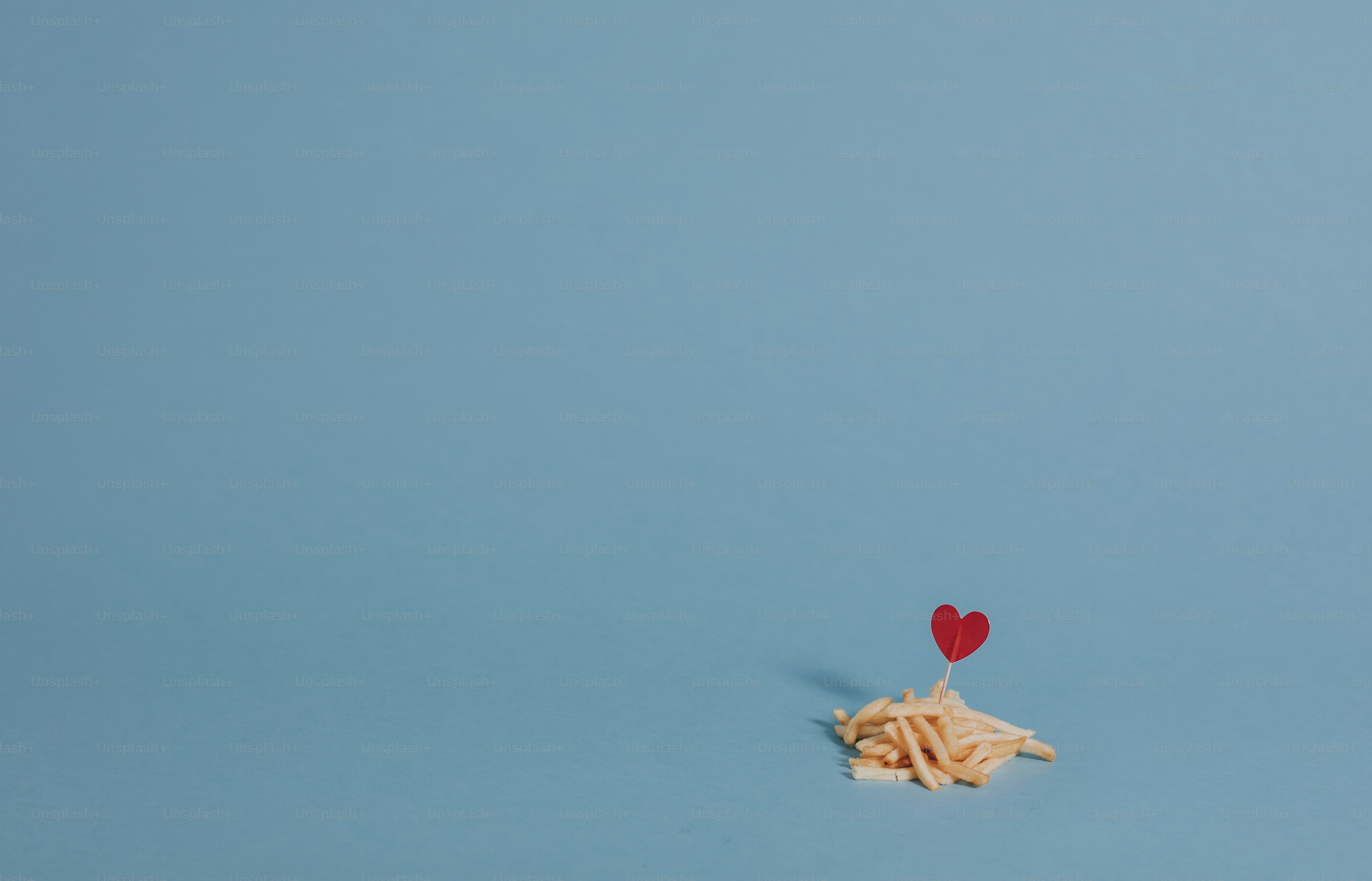 French fries with a heart ornament