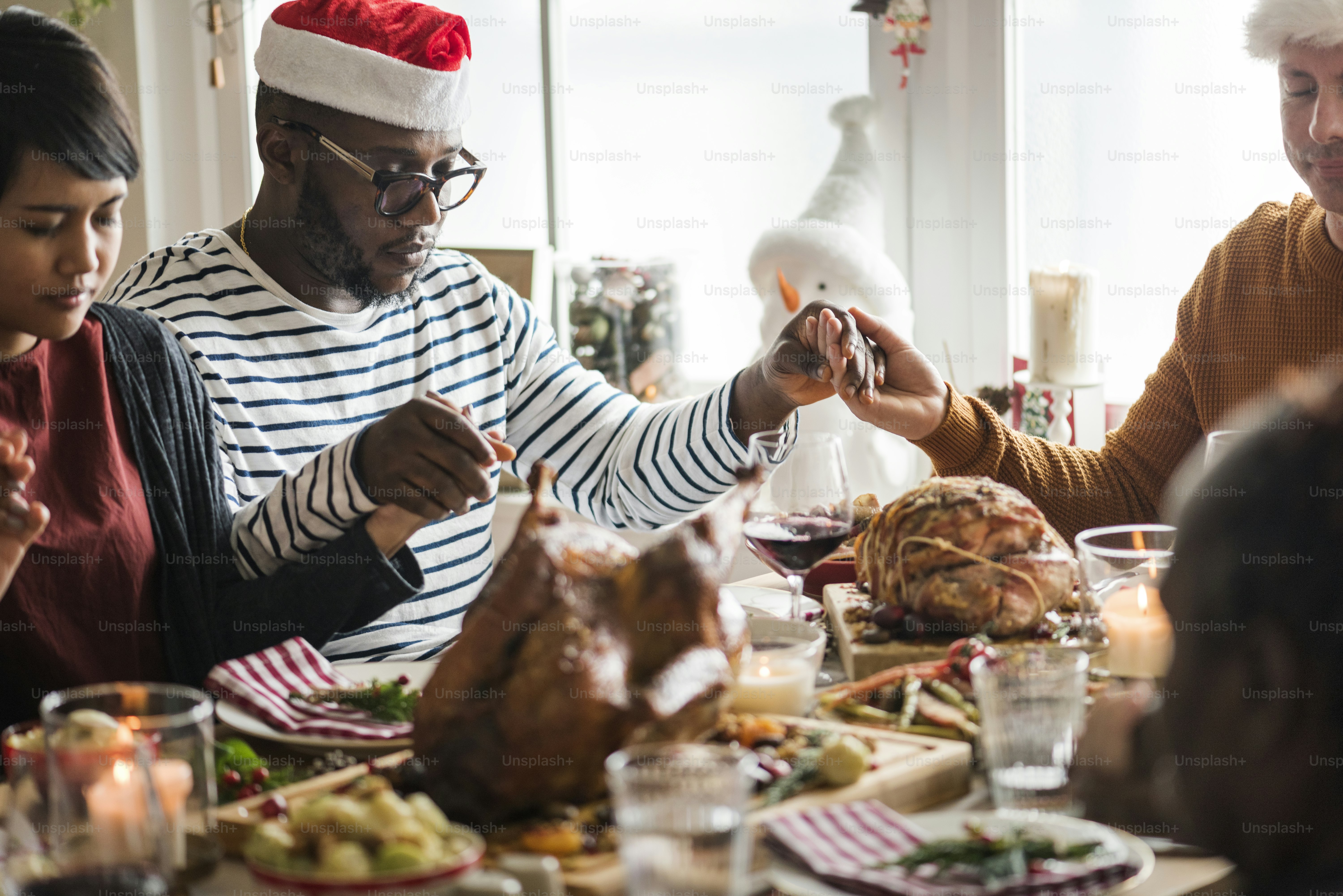 Family having a Christmas dinner